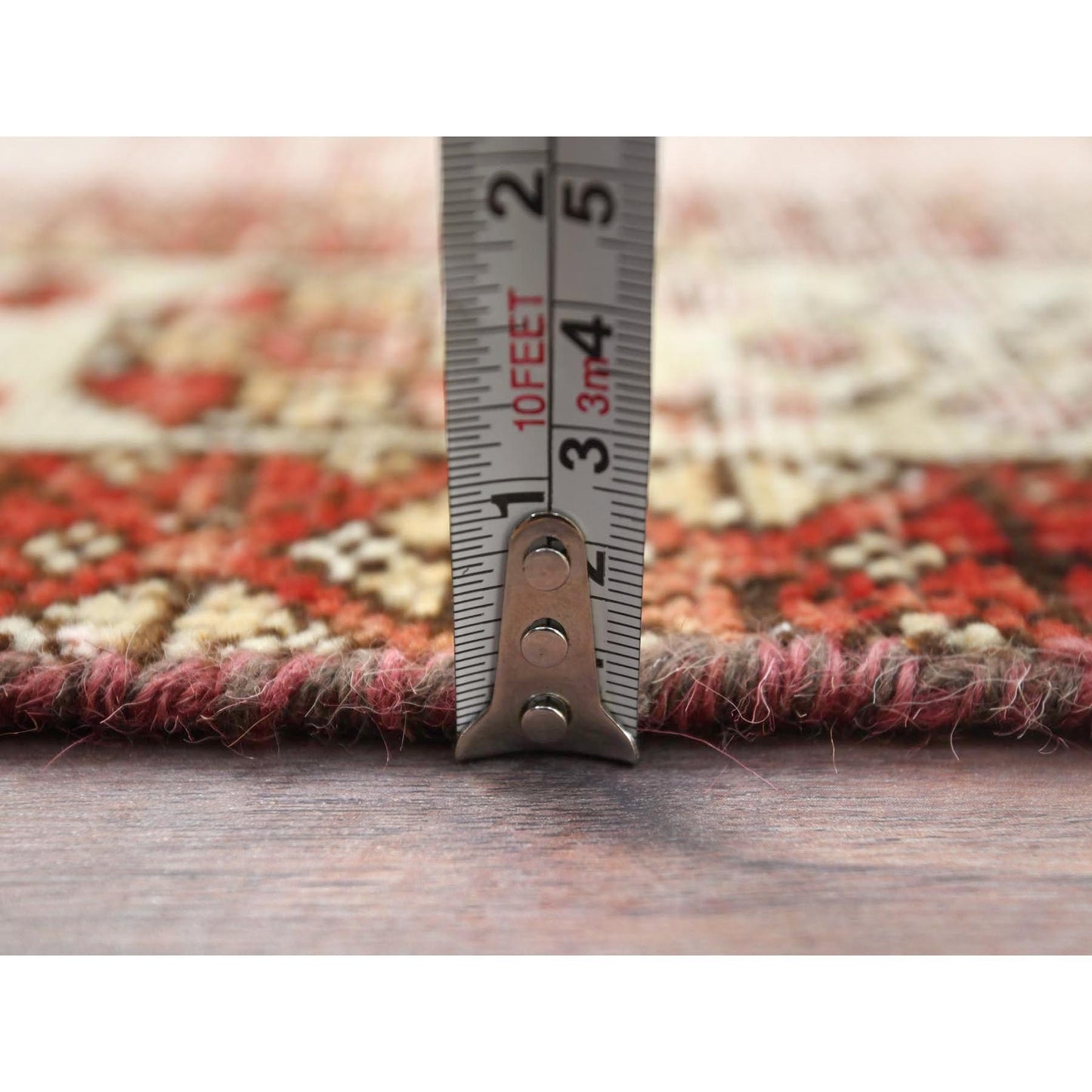 3'9"X6' Brown Worn Wool Hand Knotted Vintage Farsian Sheeraz Rug