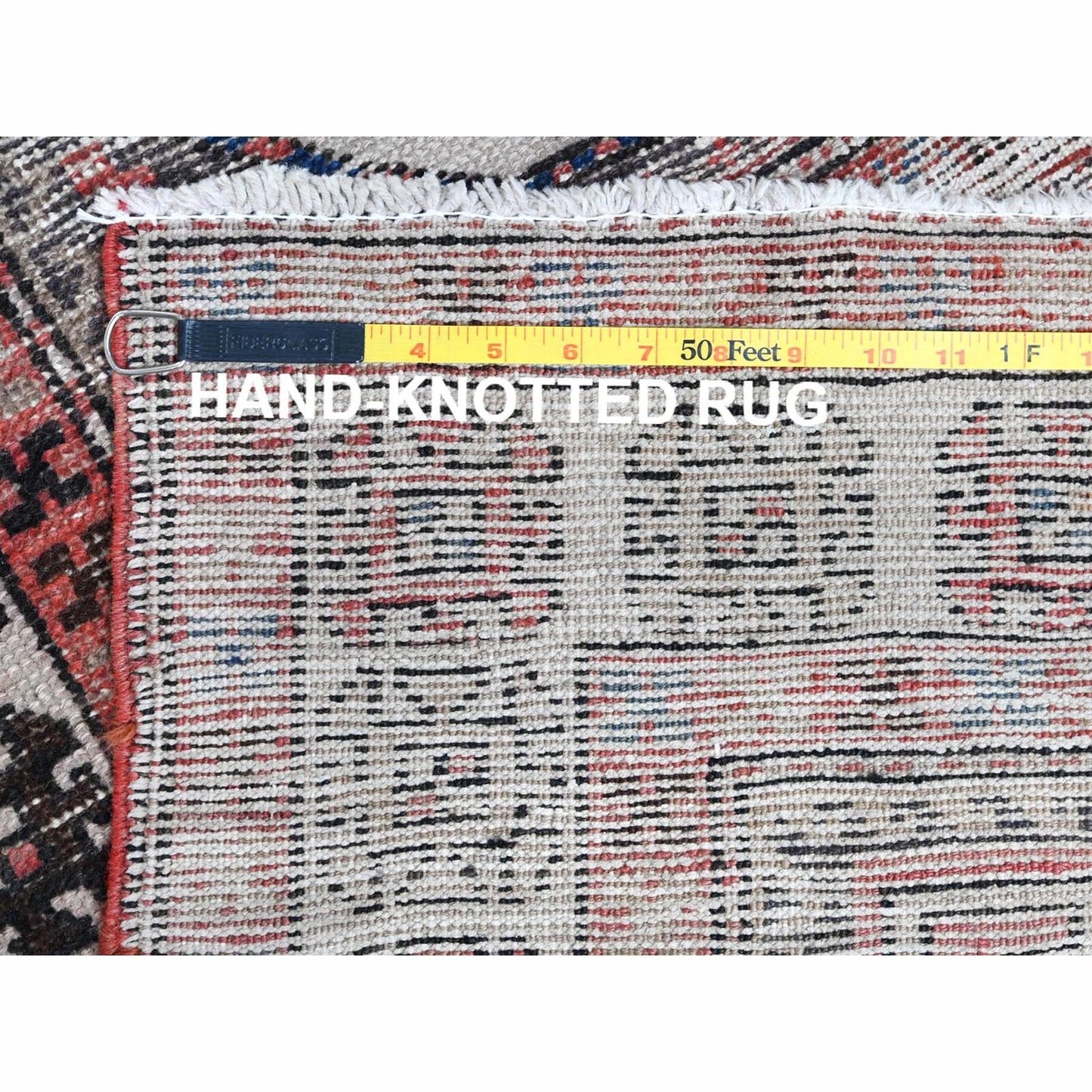 3'2"X9'5" Red Farsian Qashqairaz Distressed Wool Hand Knotted Runner Rug