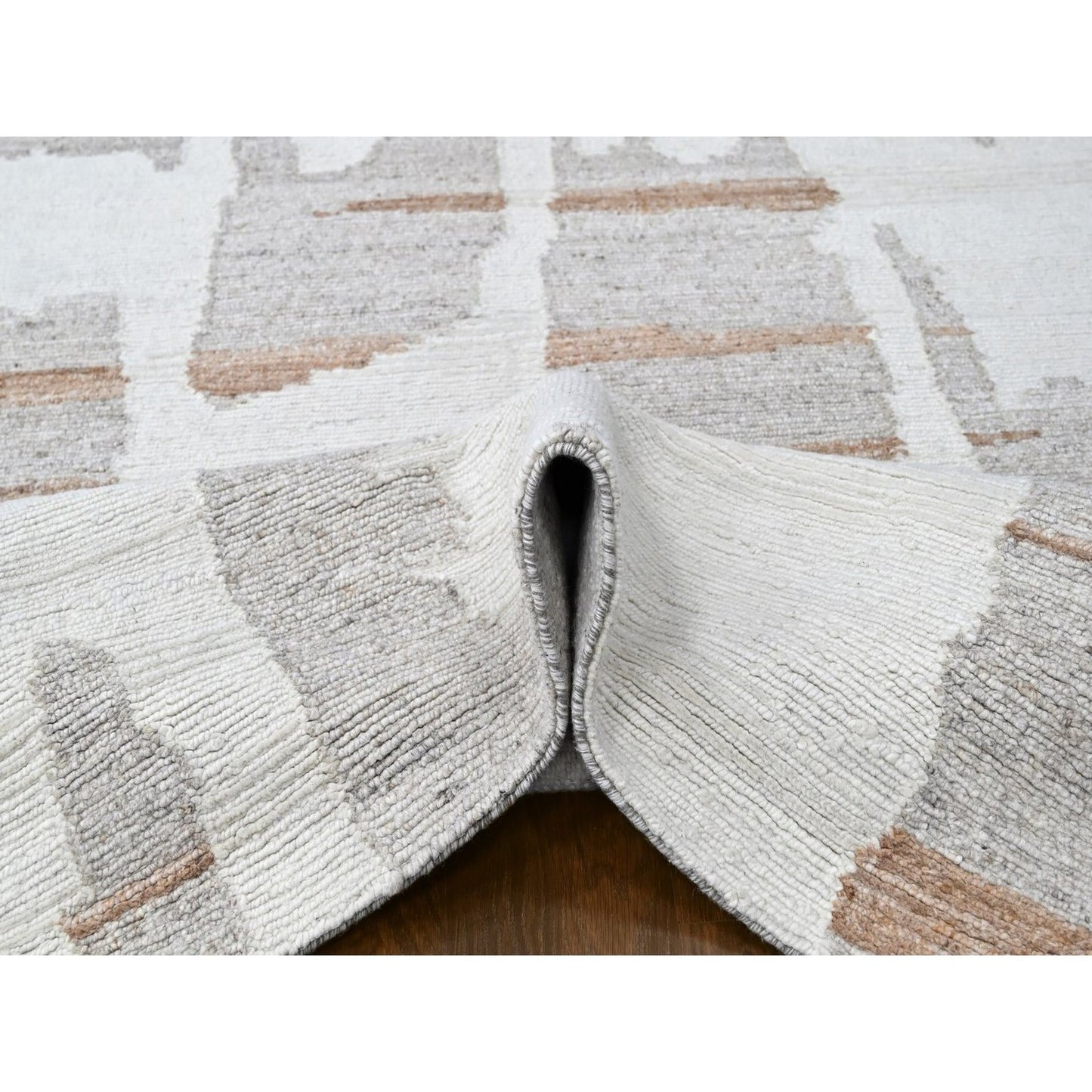 9'2"X12' Ivory Hand Knotted Minimalist Swedish Design Flat Weave Wool Rug