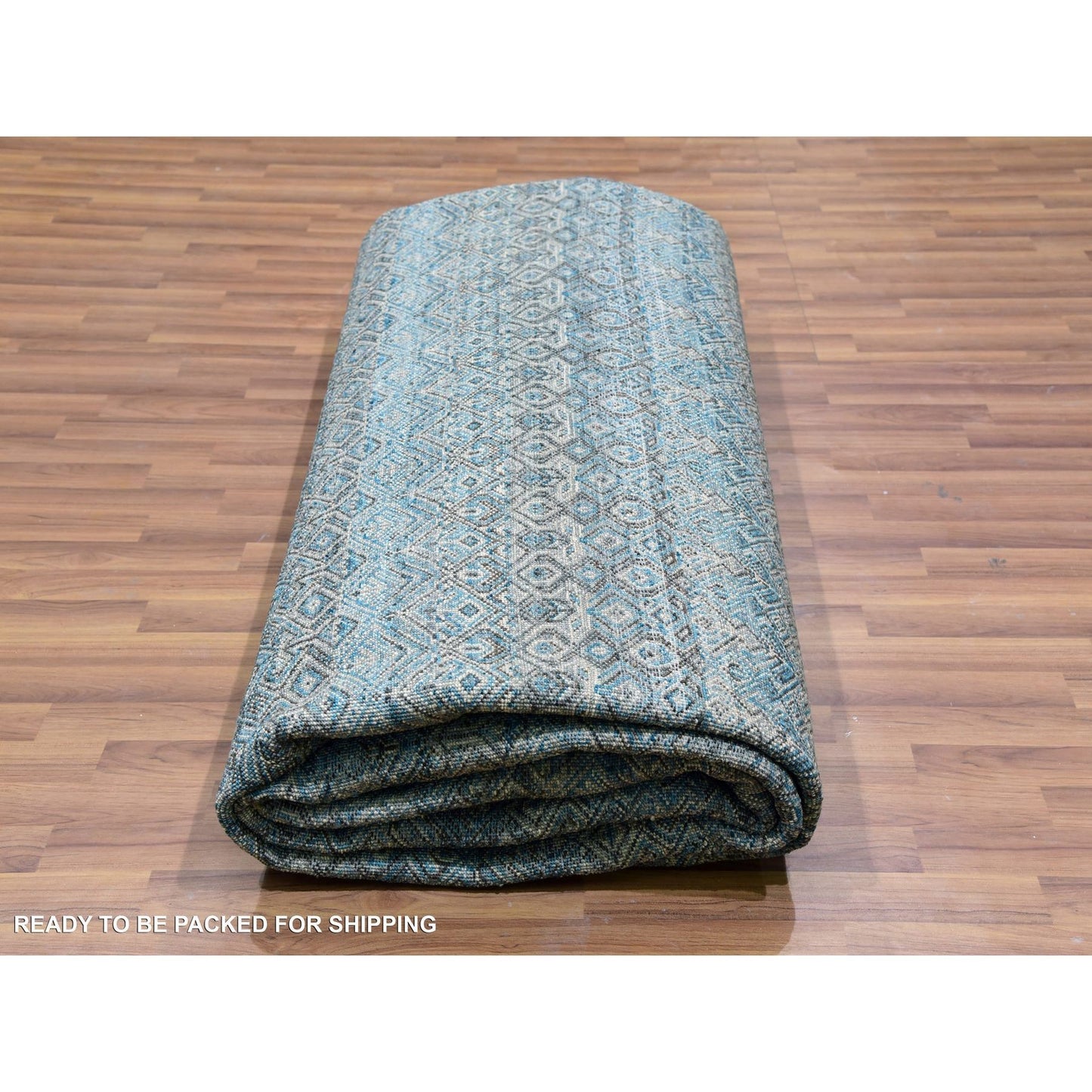 12'X12' Blue 100% Wool Hand Knotted Kohinoor Herrita Design Square Rug