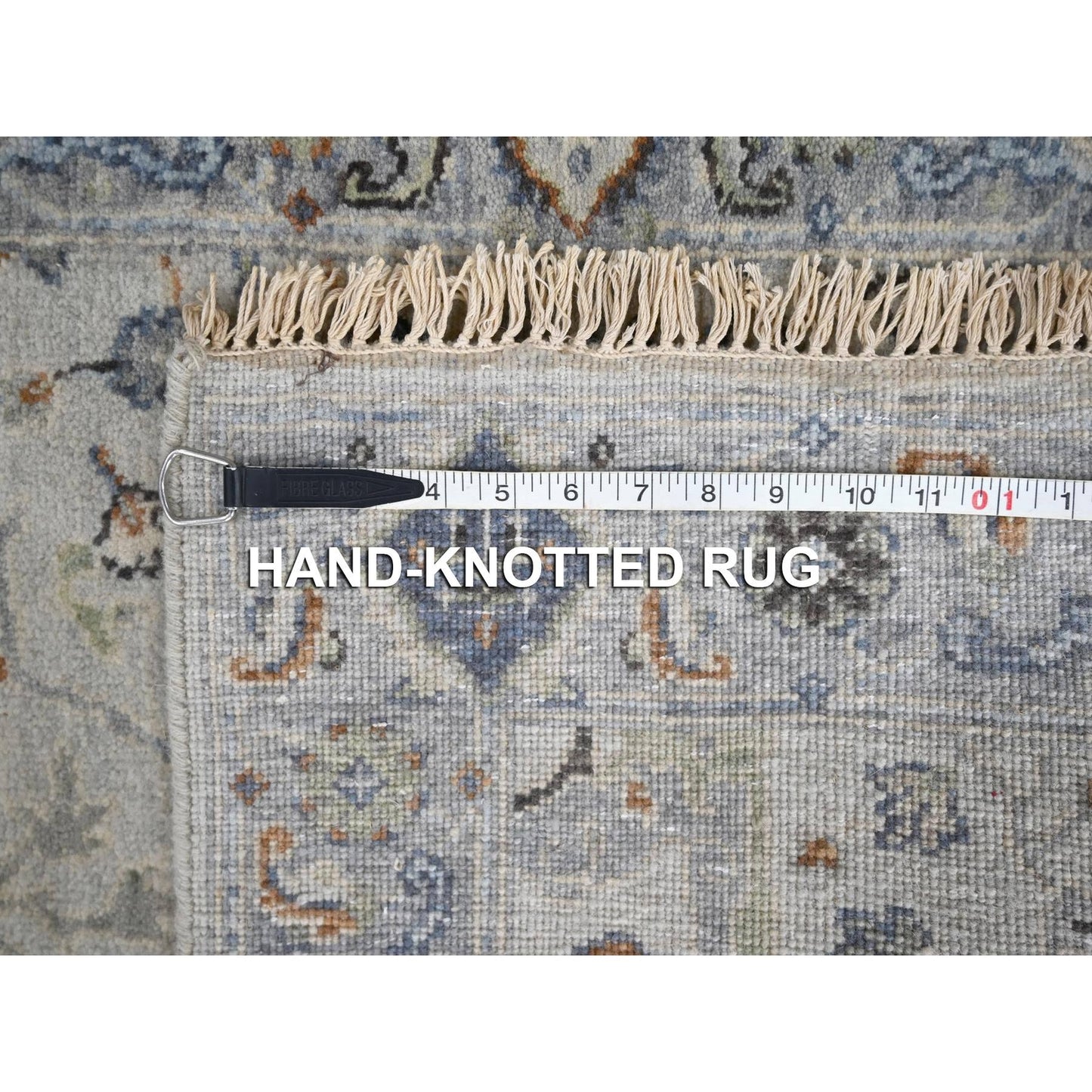 2'6"X9'10" Pastel Gray Denser Weave Oushak Wool Hand Knotted Runner Rug