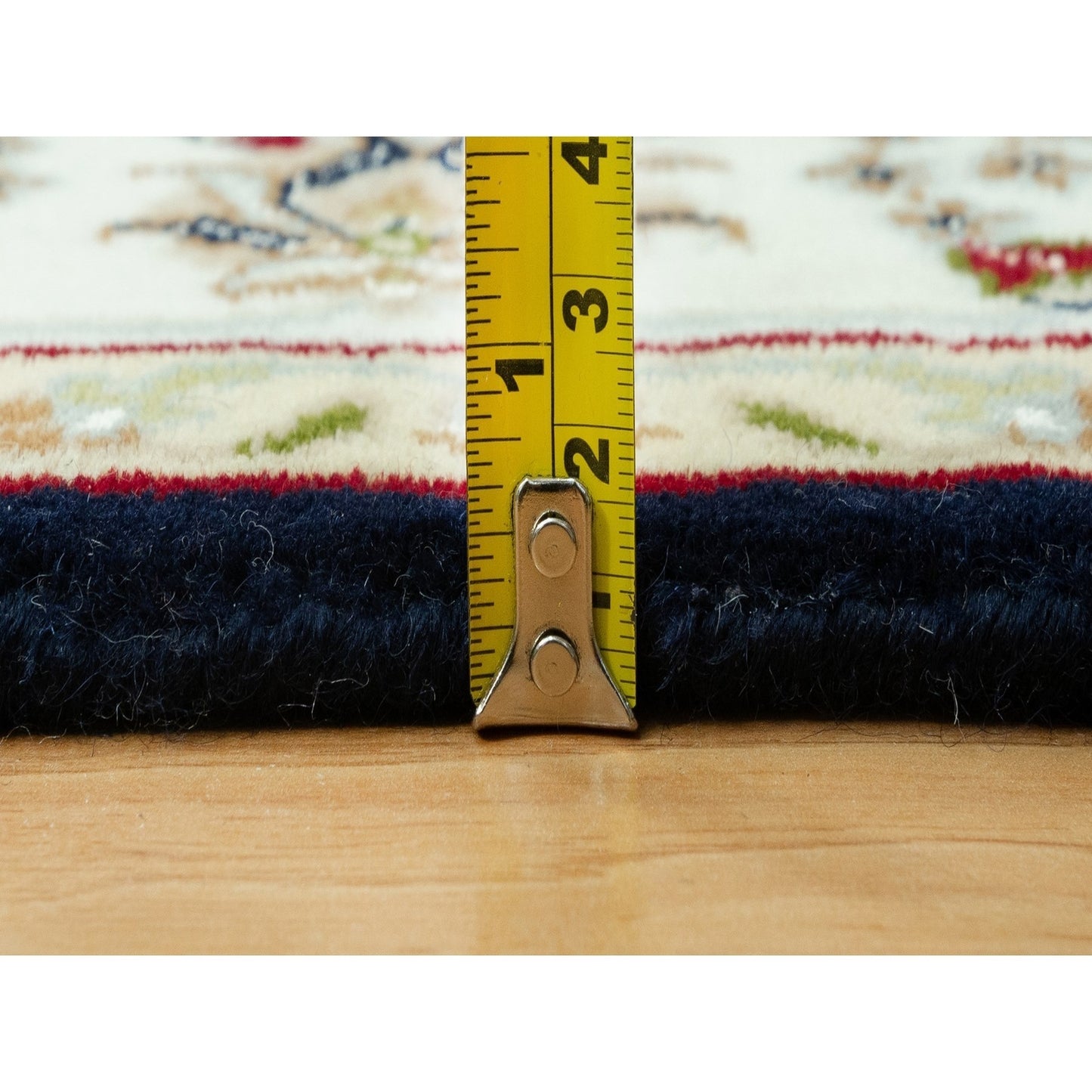 4'3"X6'3" Gale Force Blue 250 Kpsi Nain Denser Weave Hand Knotted Rug