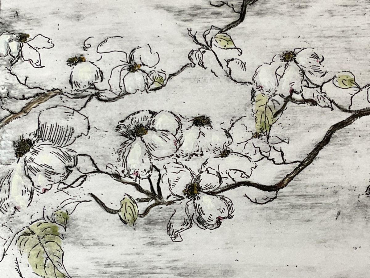 Joanne Isaac Original Etching "Dogwood Blossoms" 1980S Limited Edition Signed