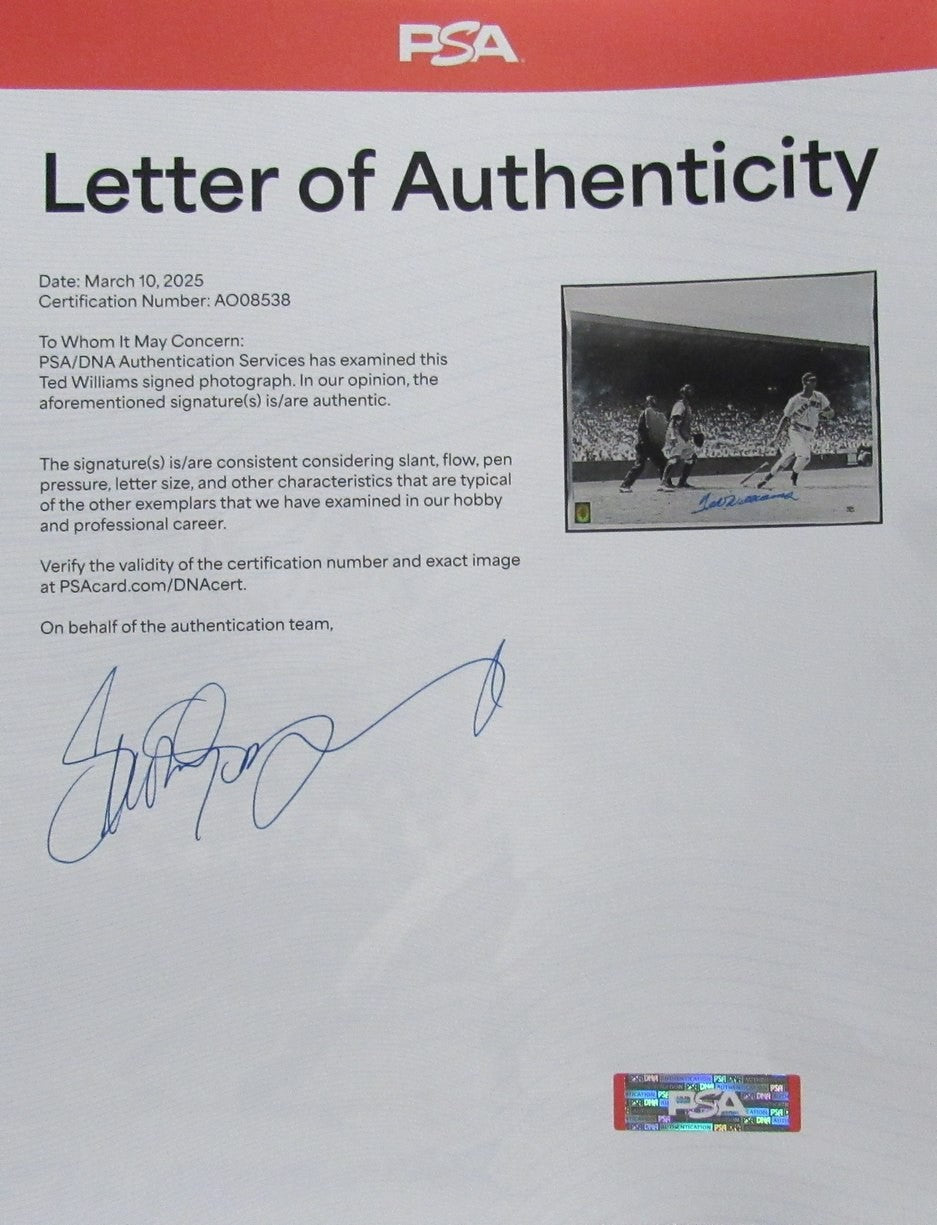 Ted Williams Hof Signed/Auto 16X20 B/W Photo Boston Red Sox Psa/Dna 194052