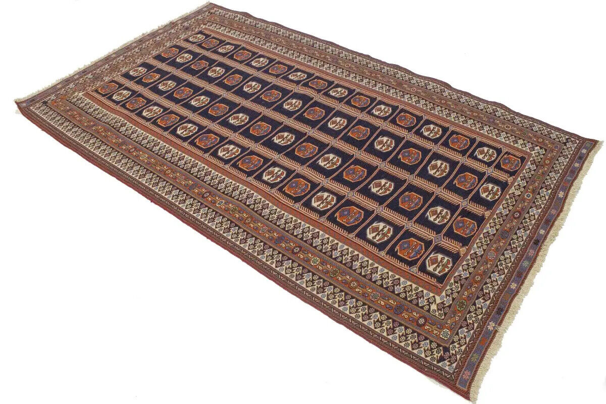 Hand-Knotted Purple-Navy Pictorial Sumak Oriental