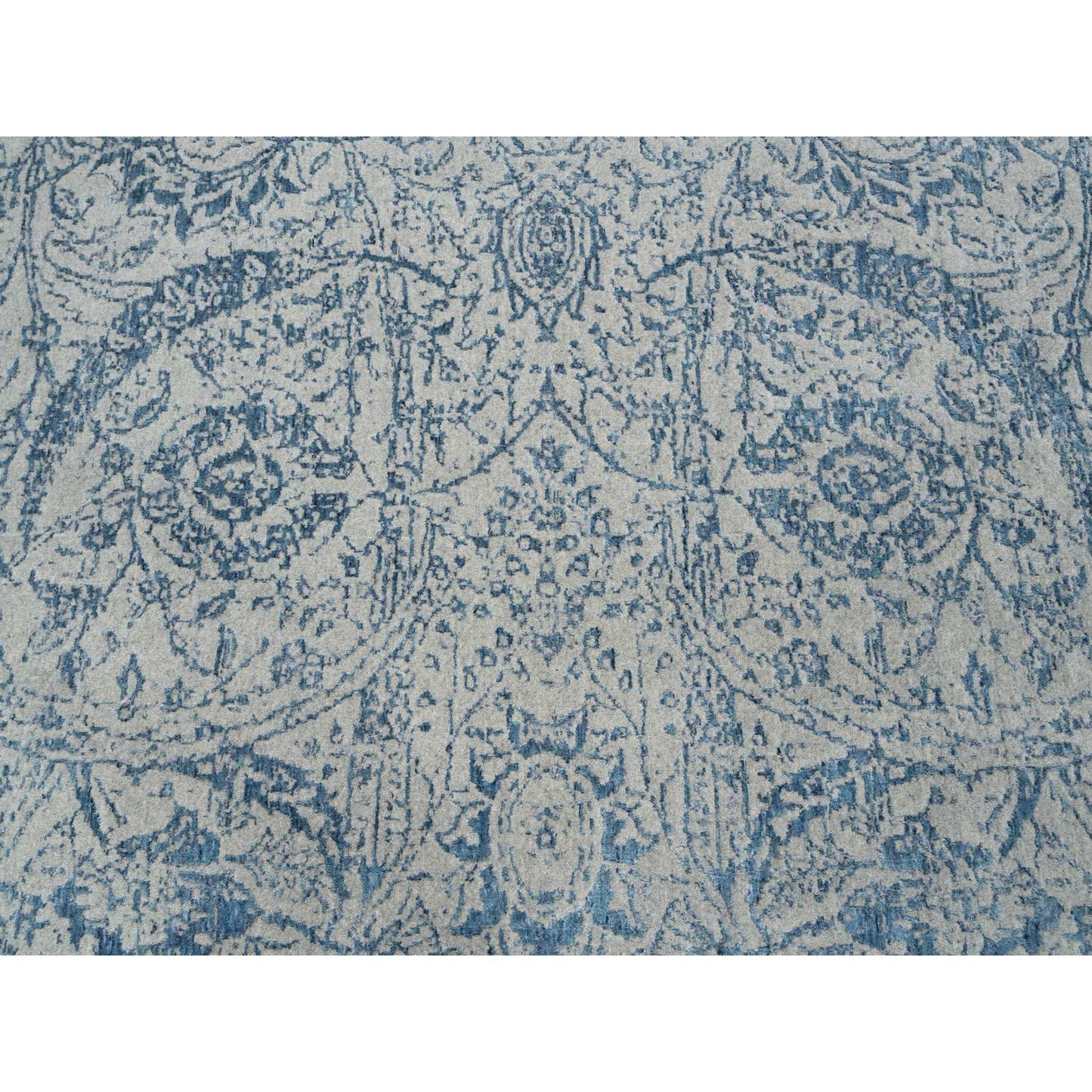 10'X14' Fine Jacquard Wool And Plant Based Silk Hand Loomed Gray Rug