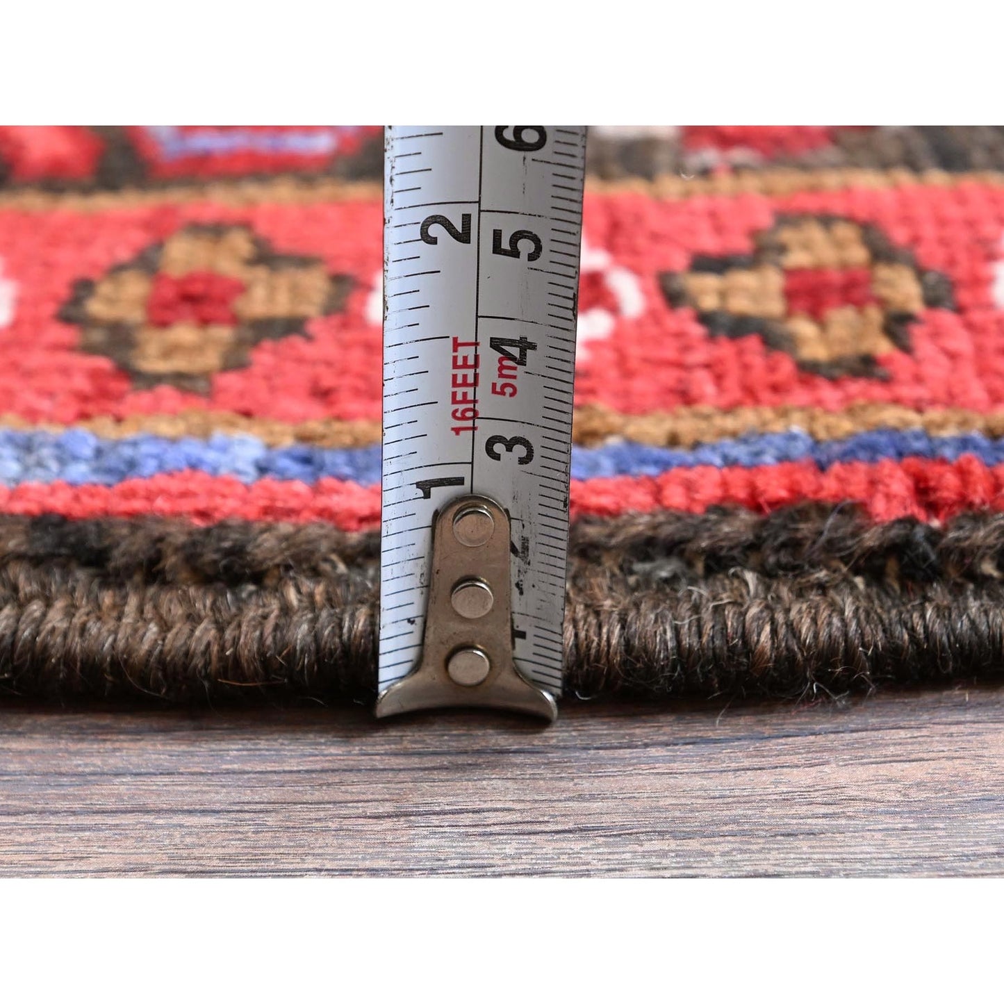 10'1"X12'7" Red Vintage Zoroastrian Heris Hand Knotted Wool Shaved Low Rug