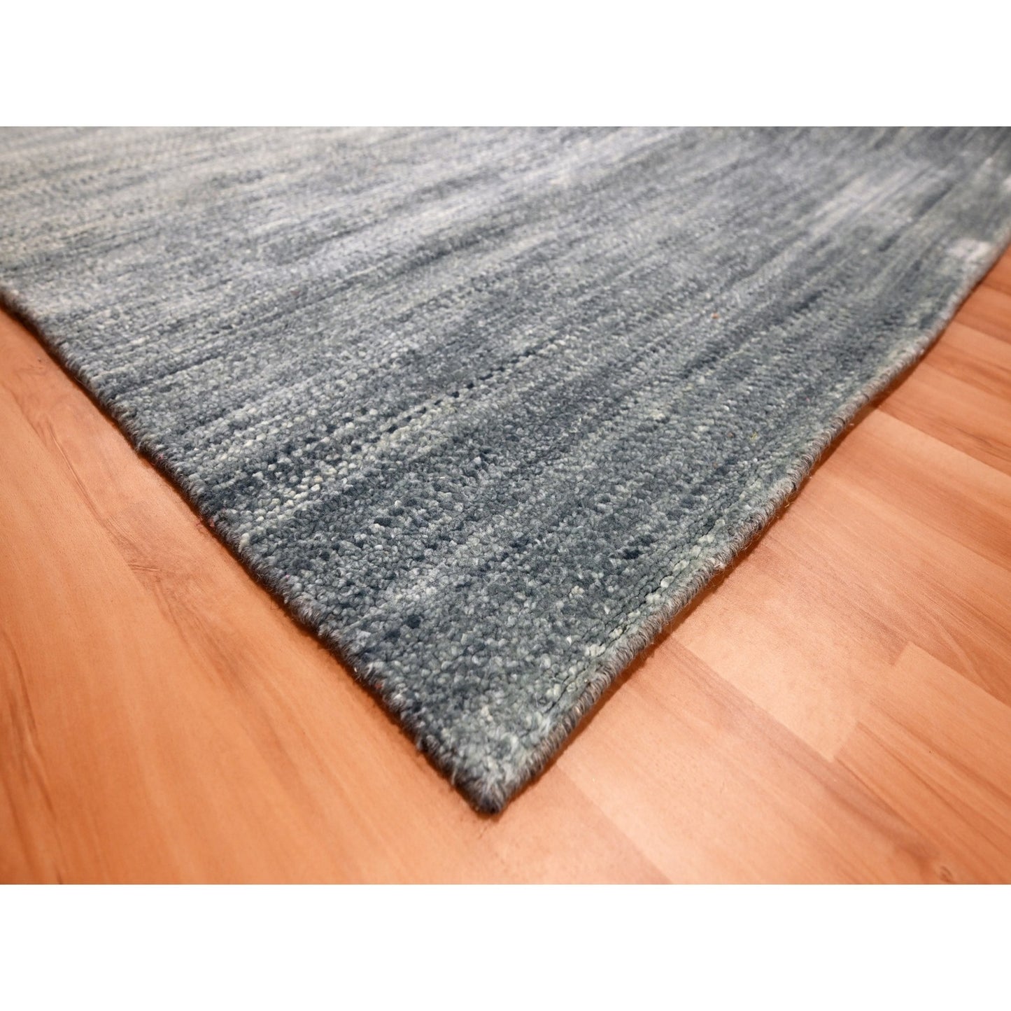 9'1"X12'2" Shades Of Gray Modern Plain Design 100% Wool Hand Knotted Rug