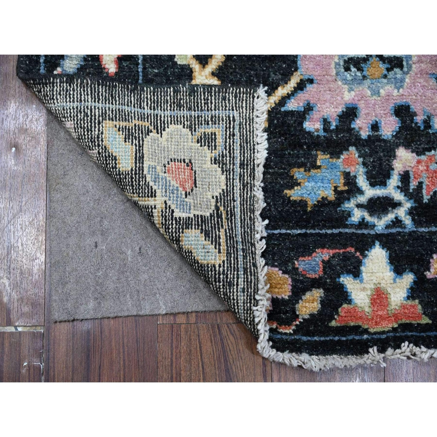 3'2"X11'5" Midnight Black Afghan Angora Oushak Runner Oriental Rug