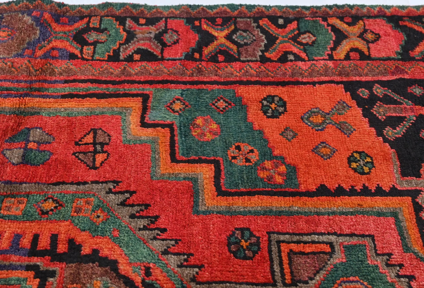 Handmade Vintage Tribal Red Floral Wool 4'8X6'4