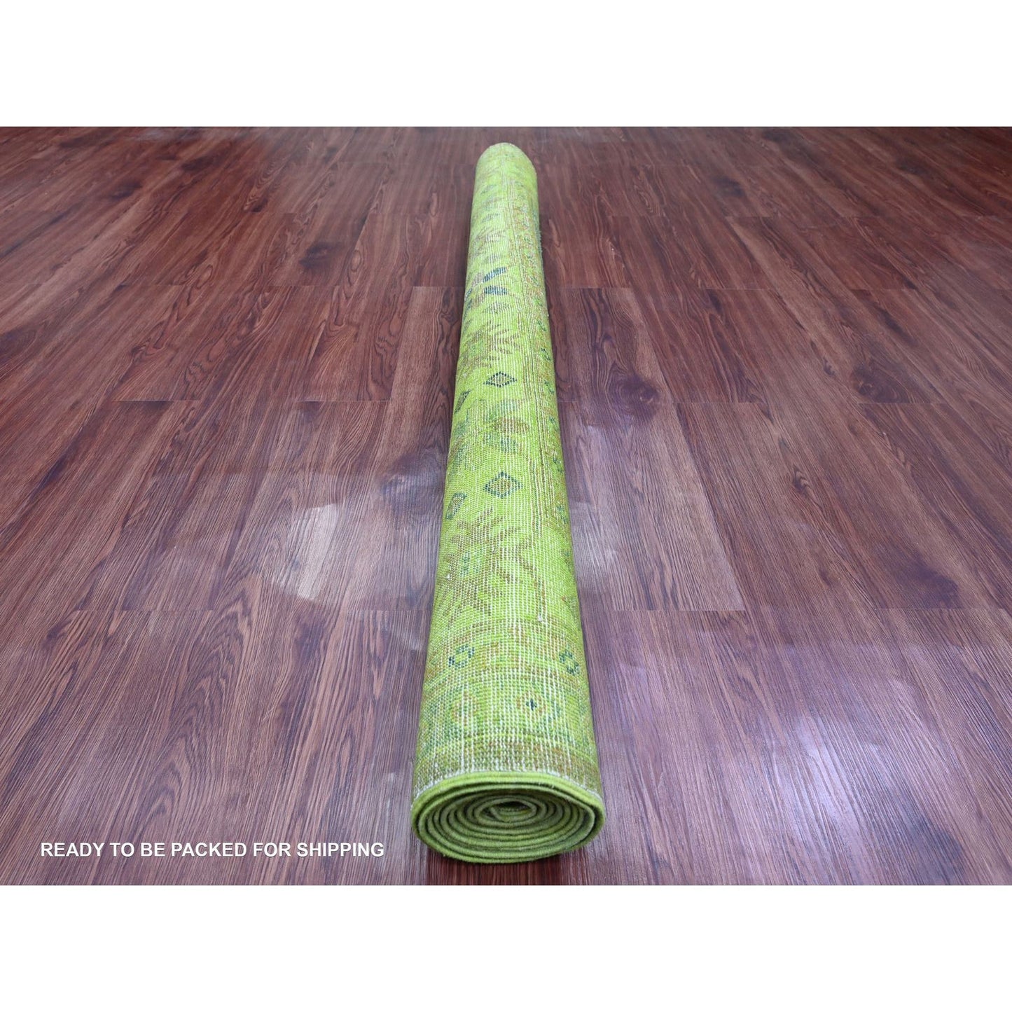 5'9"X8'7" Green Overdyed Kazak Geometric Pattern Hand Knotted Wool Rug