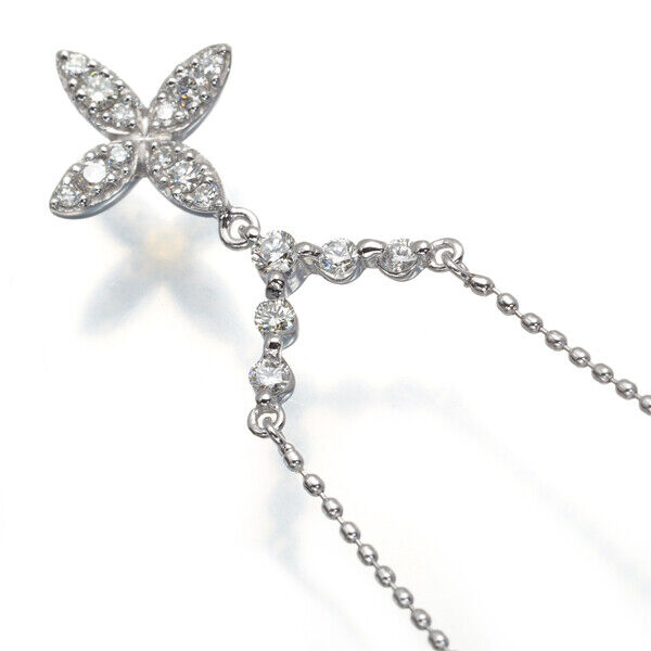 Diamond 0.25Ct Flower Necklace 18K 750 White Yellow Gold