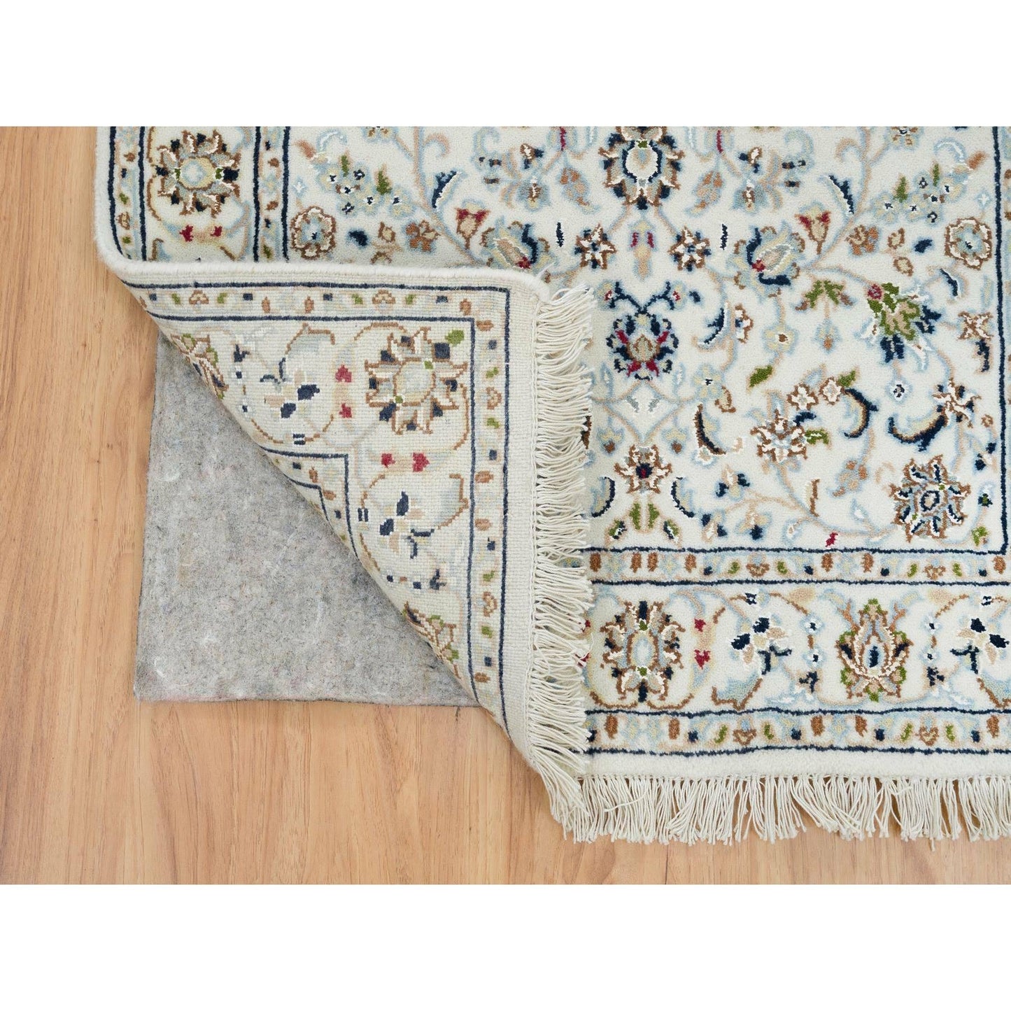2'8"X16'4" Ivory Hand Knotted Nain Design 250 Kpsi Wool Xl Runner Rug