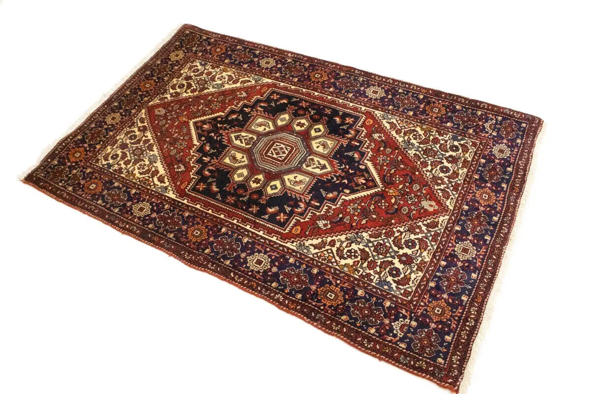 Vintage Bidjar Oriental Rug Geometric Design