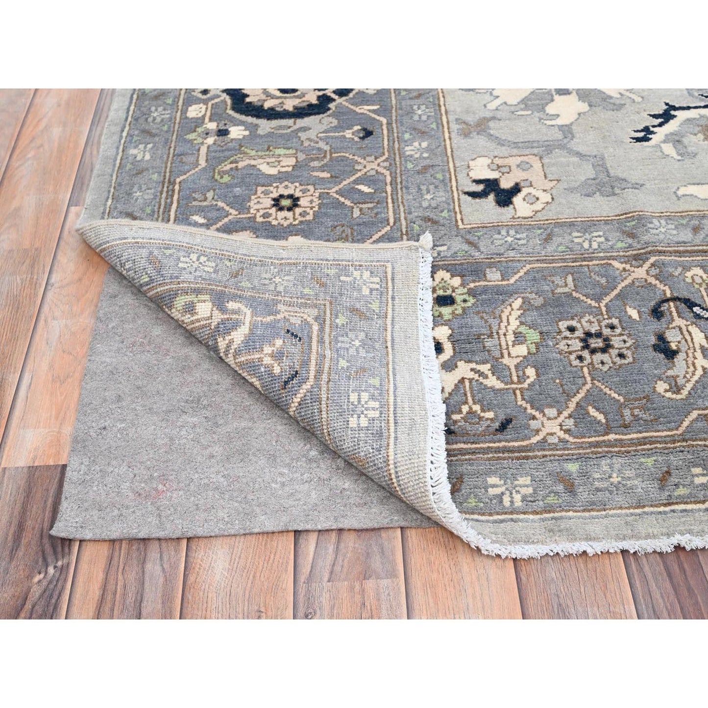 9'X12'2" Gray Seeripe Heris Design 100% Wool Hand Knotted Oriental Rug