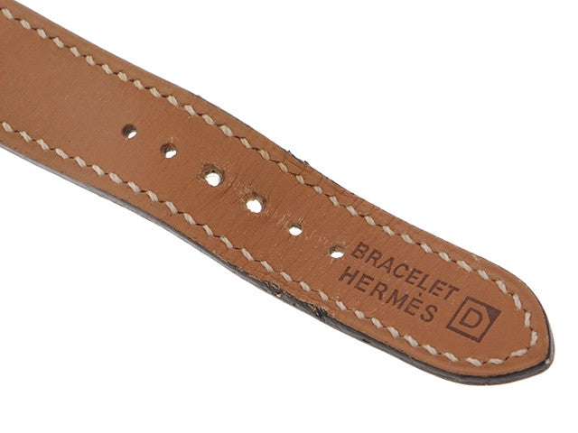 Hermes H Watch Hh1.210 Leather Quartz Silver Color