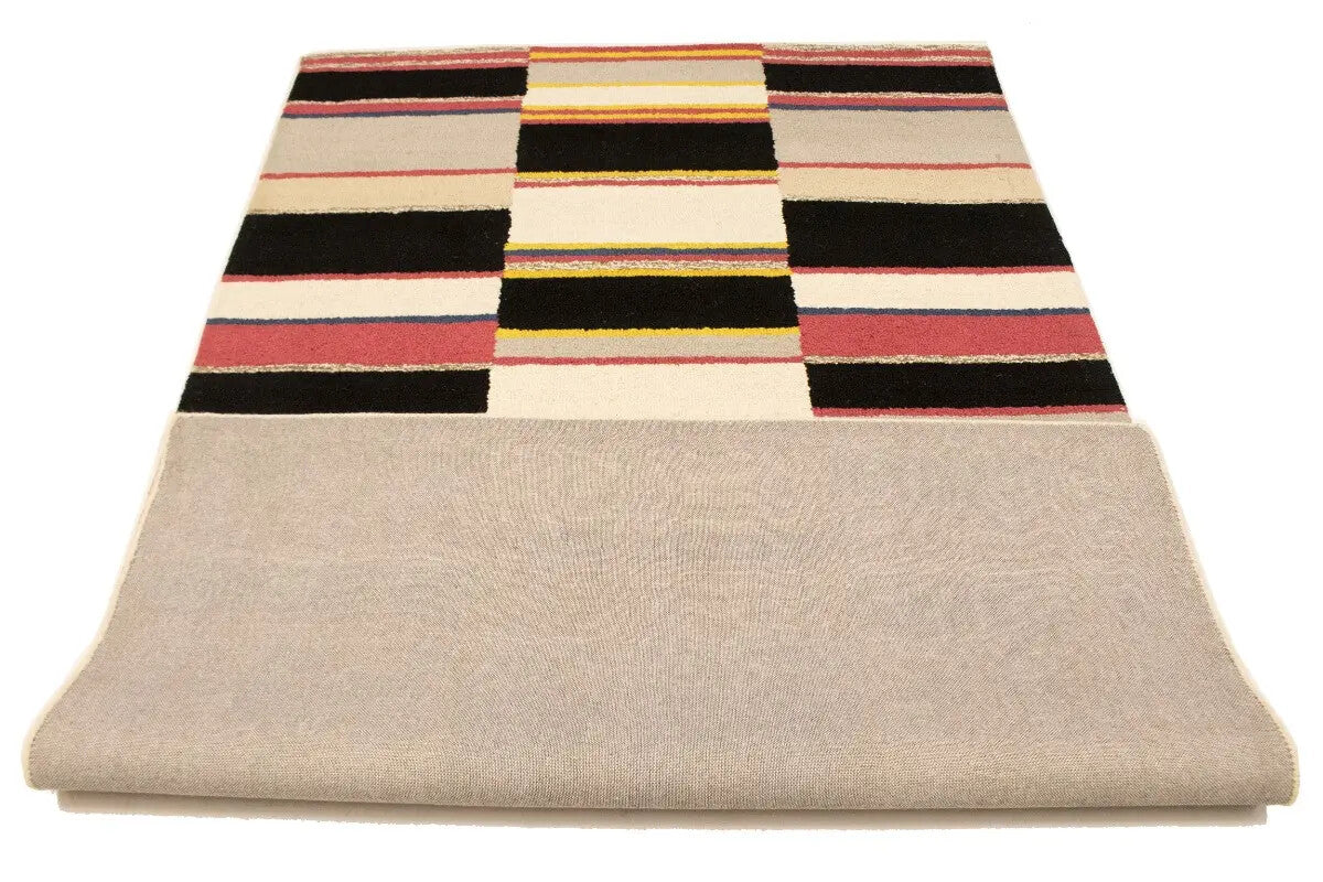 Hand-Tufted Multicolored Stripes Plush 5X8