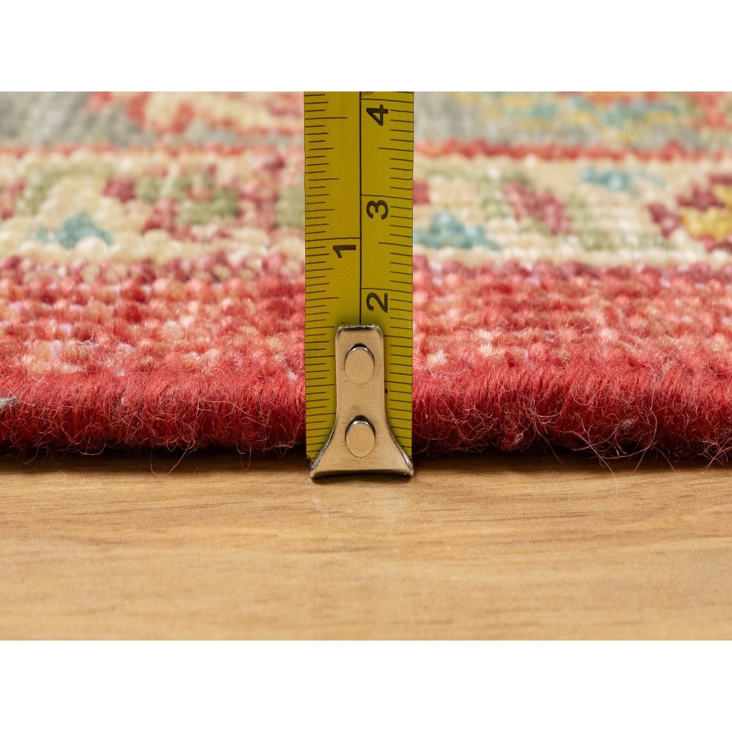 10'X13'9" Red Hand Knotted Antiqued Oushak Design Wool Oriental Rug
