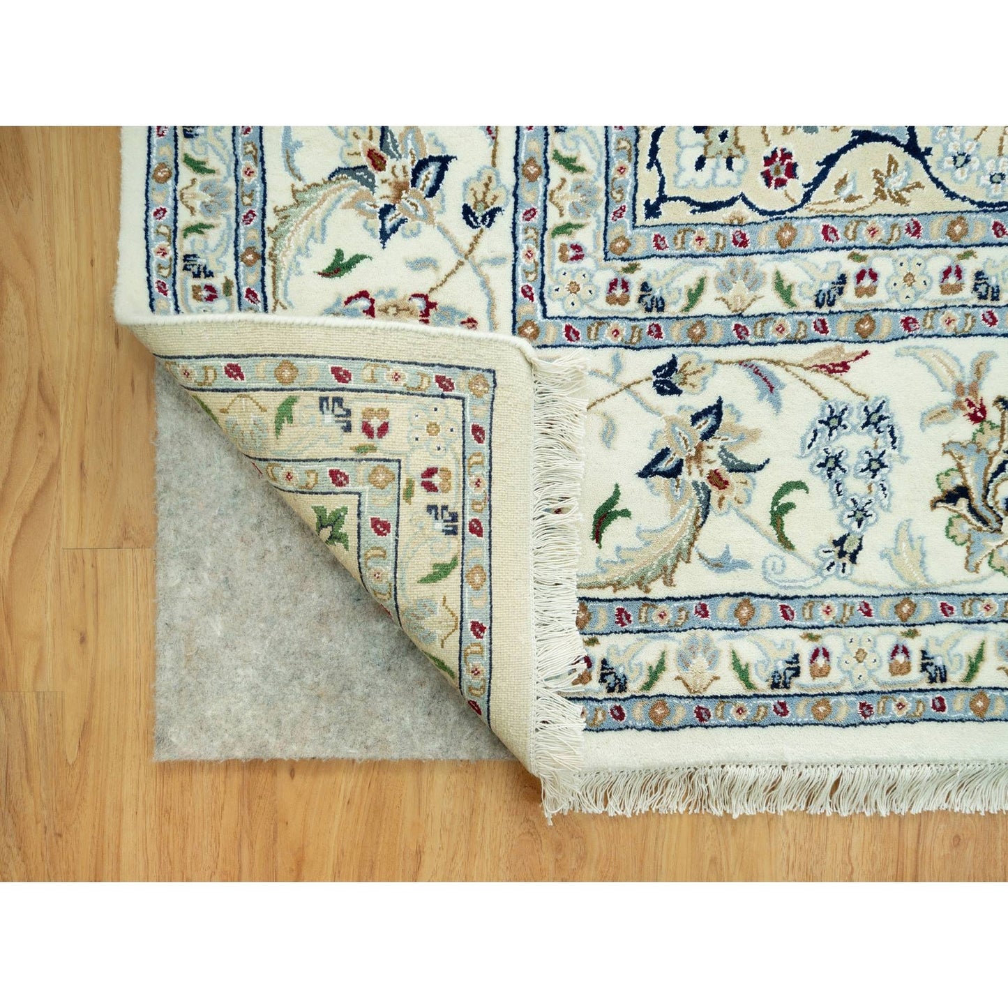 8'10"X12'3" Huron White Hand Knotted Nain Vibrant Wool Oriental Rug