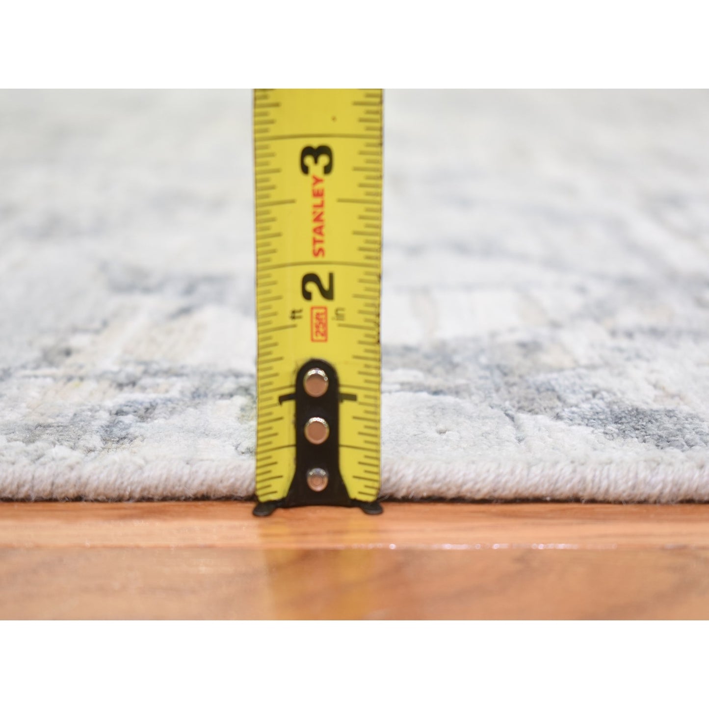 10'1"X14'2" Silk And Textured Wool Gray Hand Knotted Modern Design Rug