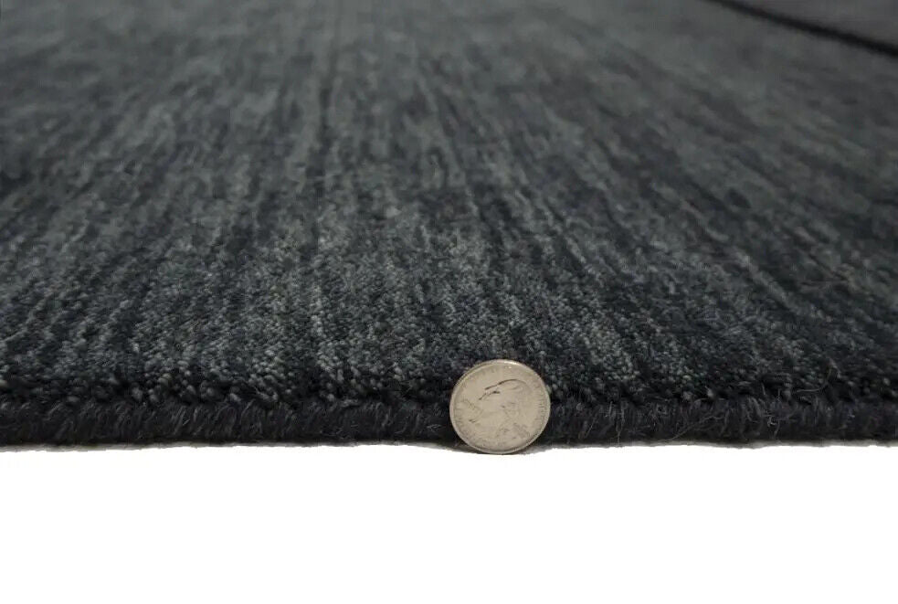 Charcoal Solid Hand-Loomed 4X6 Gabbeh Wool Rug