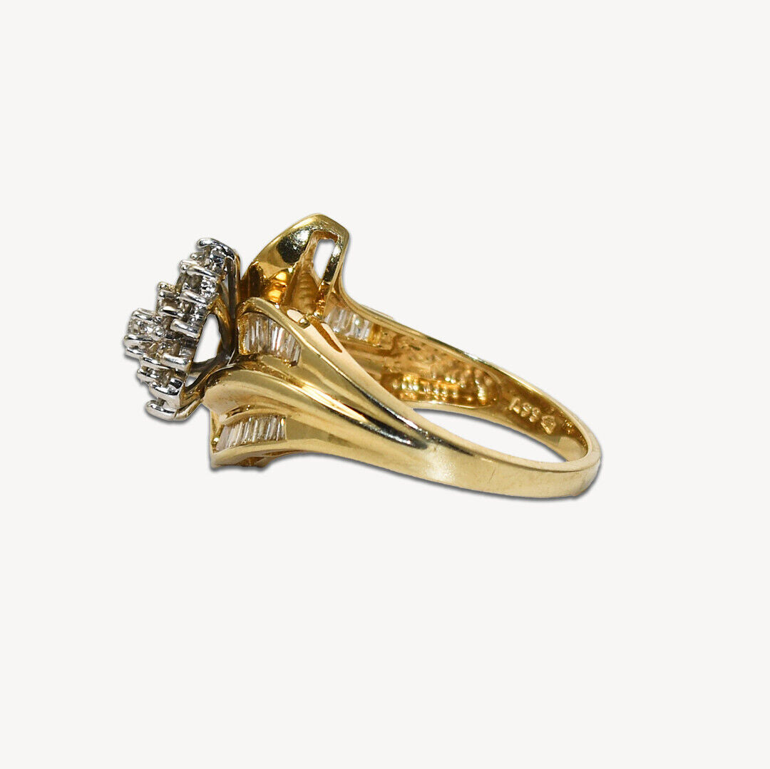 Vintage 12k Yellow Gold 0.75ct Diamond Cluster