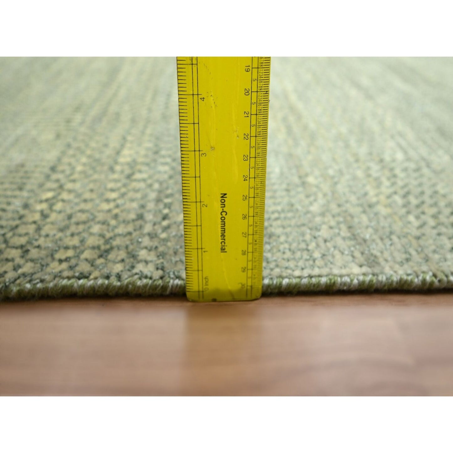 10'2"X14' Seneca Gray Hand Knotted Modern Grass Design Wool And Silk Rug