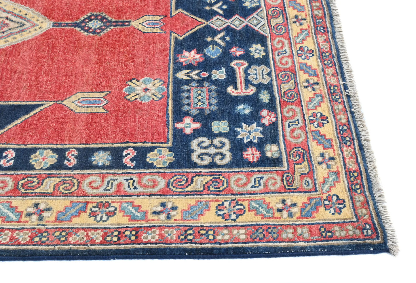Handmade Kazak Oushak Oriental Rug 4X6 Ft Red