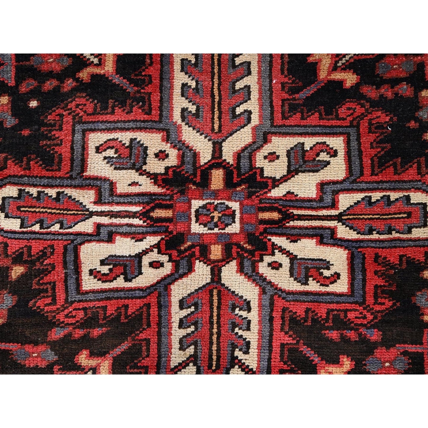 8'3"X12' Red And Ivory Spandrels Shiny Wool Hand Knotted Zoroastrian Rug