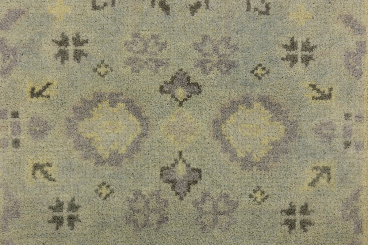 Muted Floral Design Oushak Chobi Runner Rug