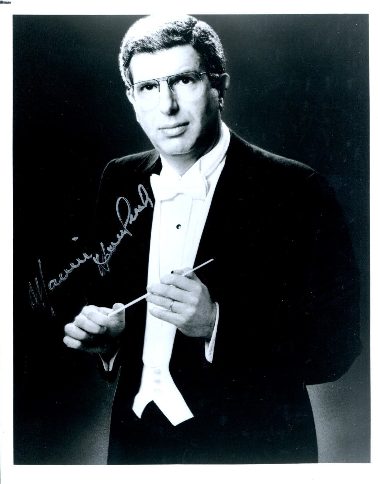 Marvin Hamlisch Autographed B&W Celebrity 8X10 Photo