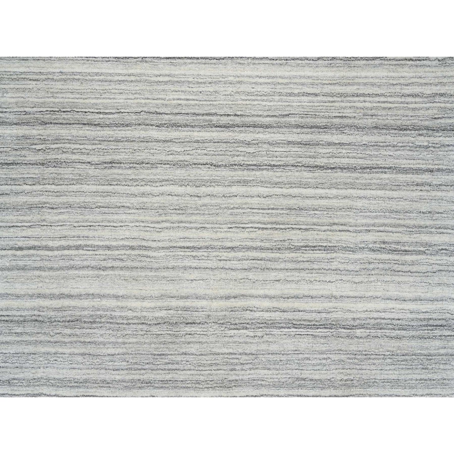 12'X12' Gray Hand Loomed Undyed Natural Wool Modern Design Round Rug