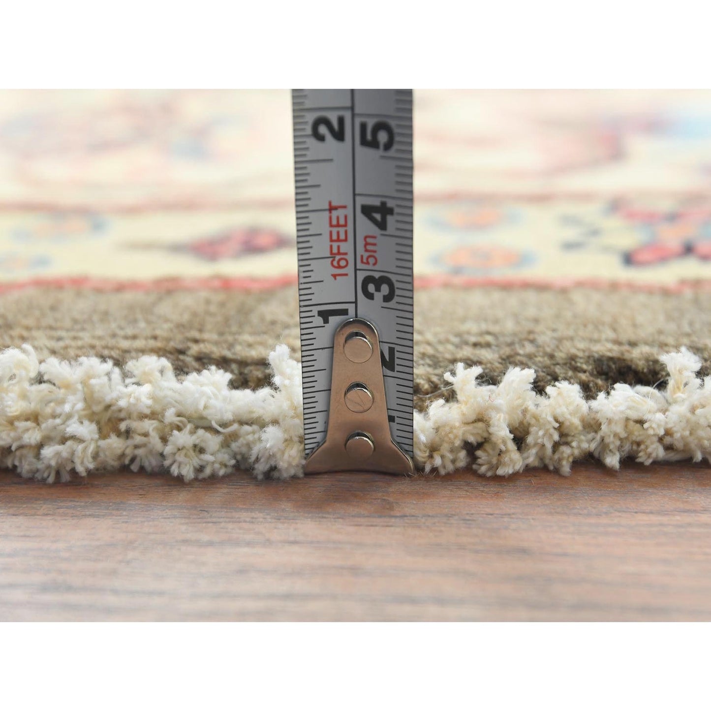 9'X9' Taupe Brown Special Kazak Pure Wool Hand Knotted Round Oriental Rug