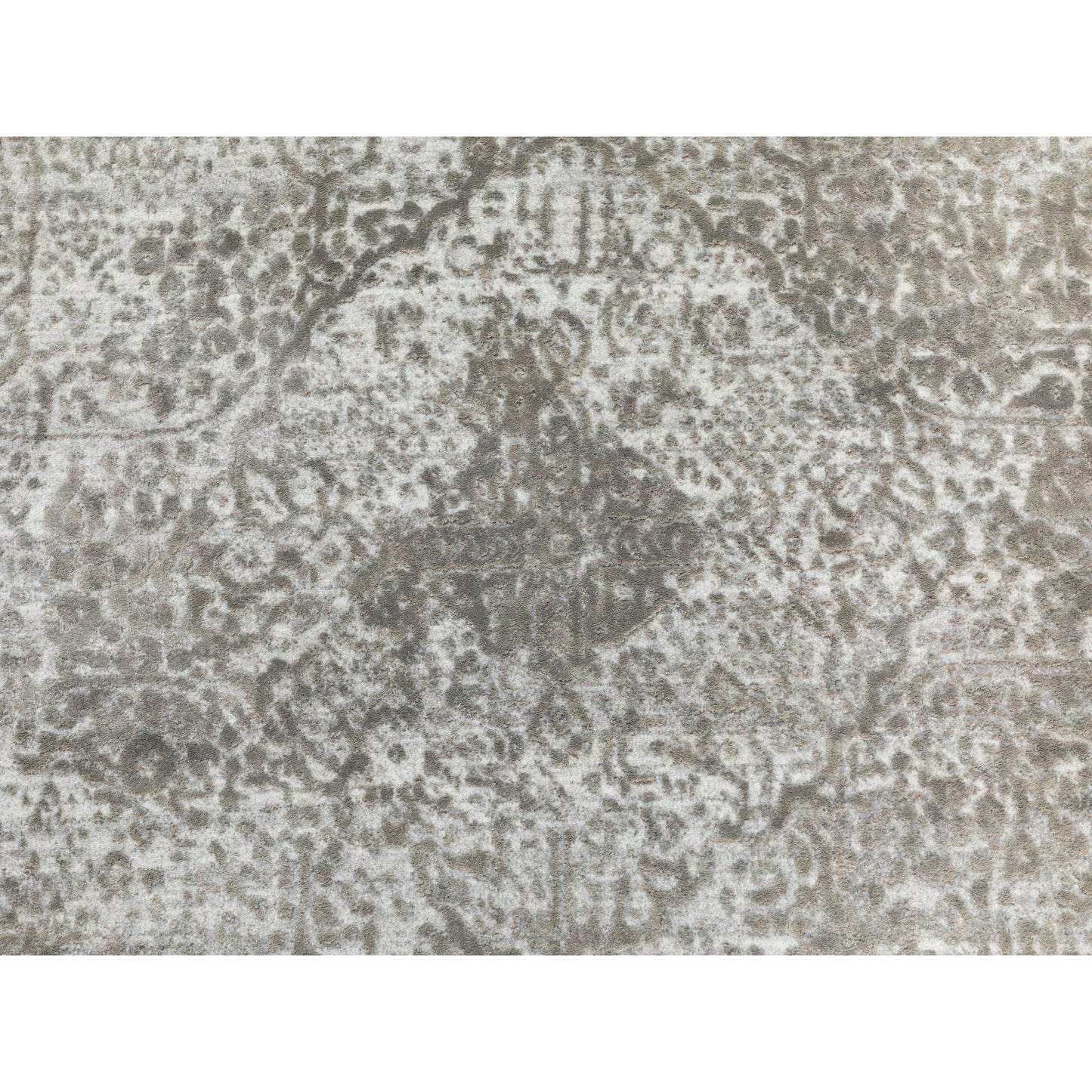 6'X6' Round Grey Broken Farsian Design Wool And Silk Hand Knotted Rug