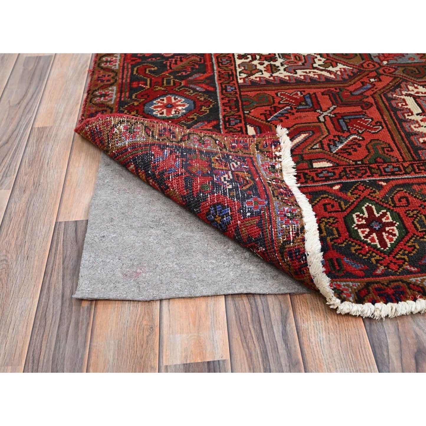 10'X12'5" Red 100% Wool Hand Knotted Semi Antique Zoroastrian Heris Rug