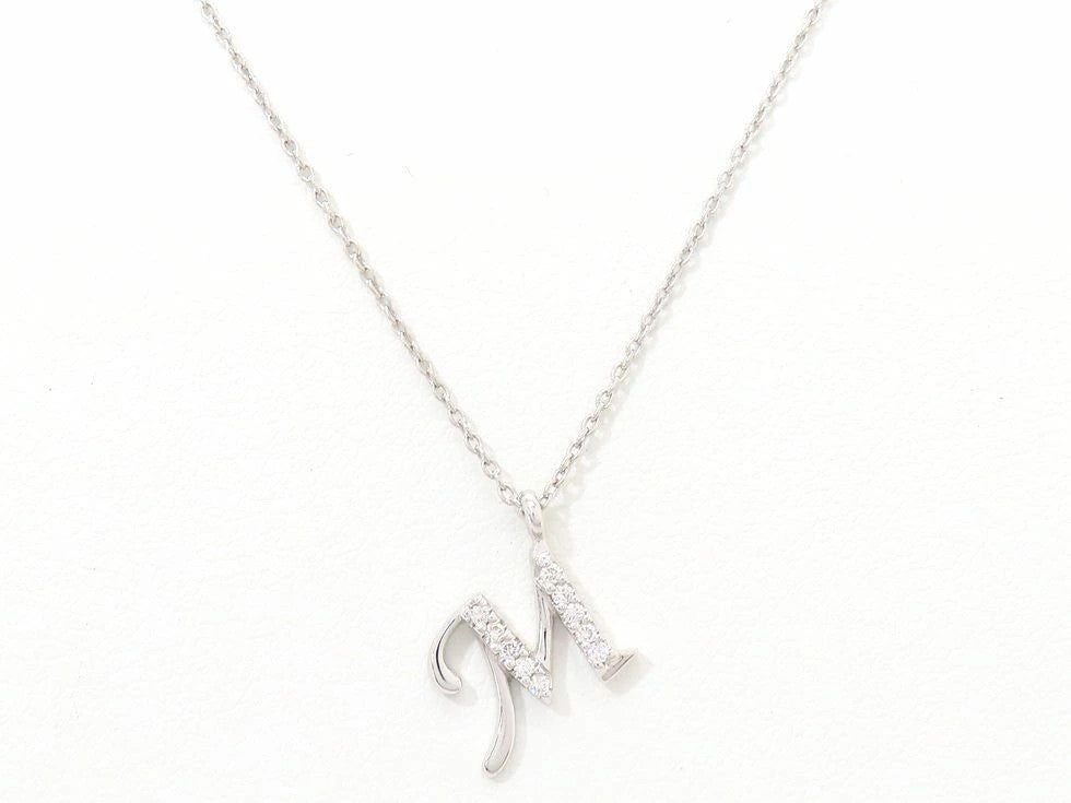 La Soma Diamond 0.06Ct Initial M Necklace K18 White Gold