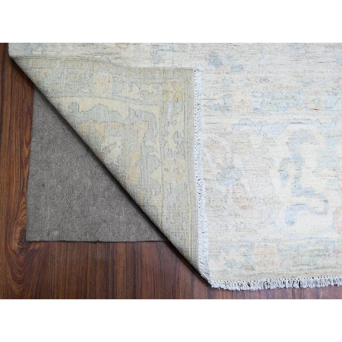 9'9"X13'8" Gray White Wash Peshawar Hand Knotted Natural Wool Rug
