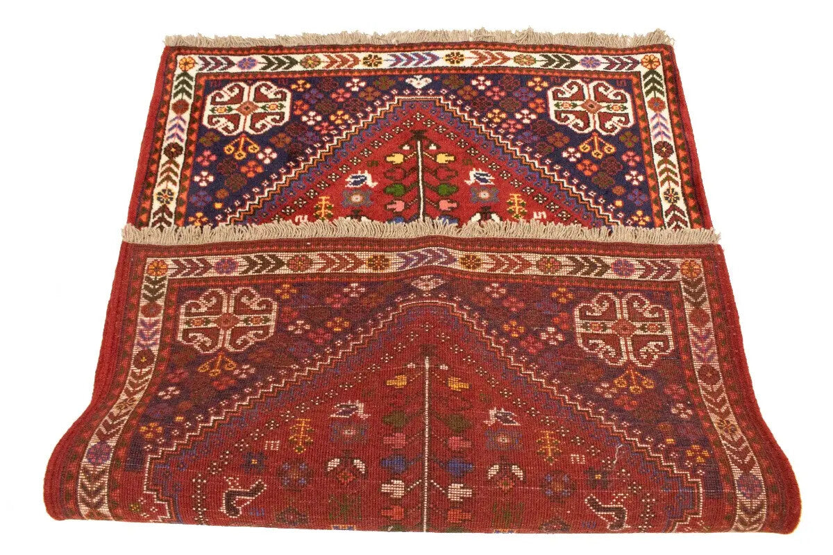 Hand-Knotted Wool Oriental Rug Vintage Tribal
