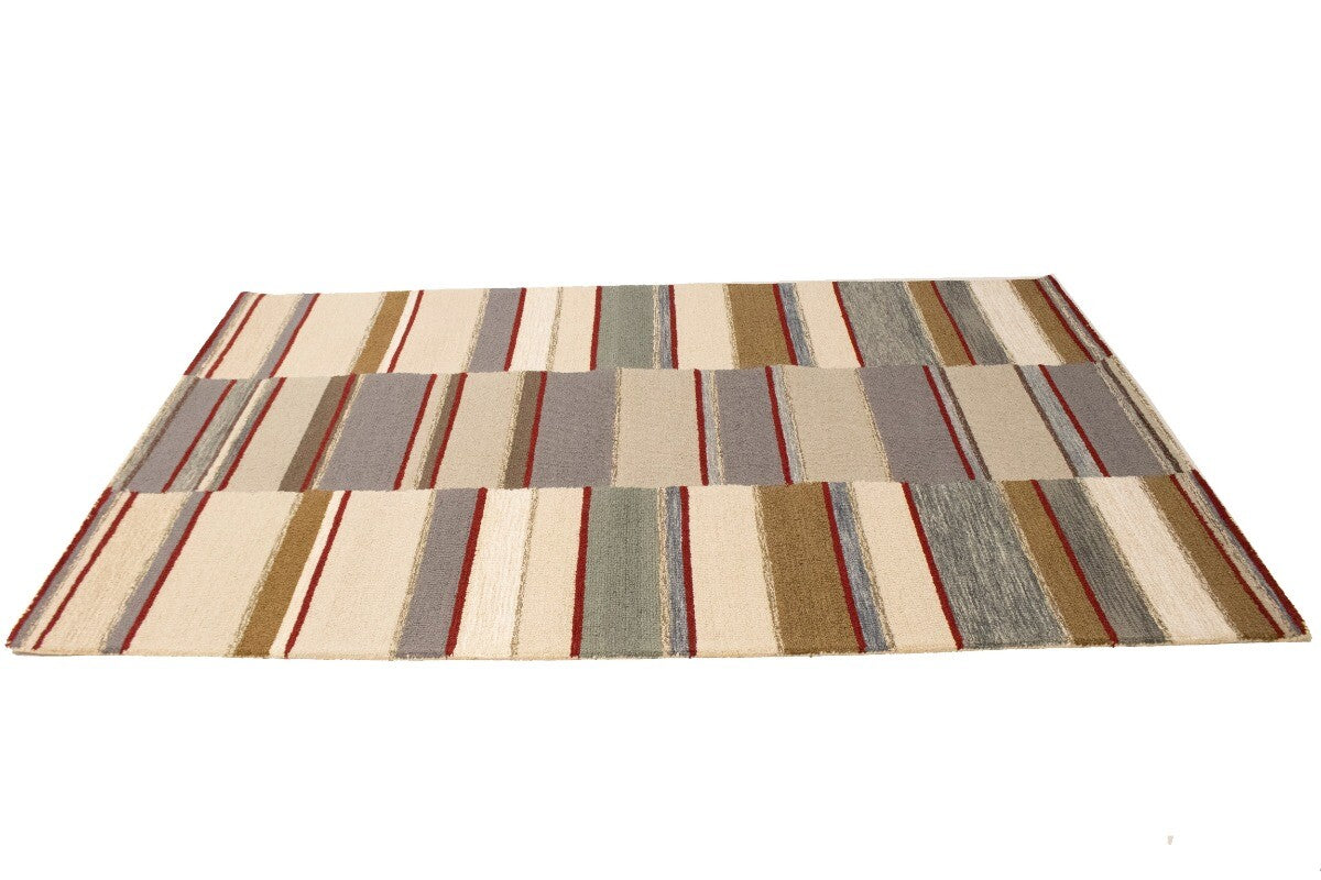 Hand-Tufted Multicolored Stripes 5X8 Modern Area
