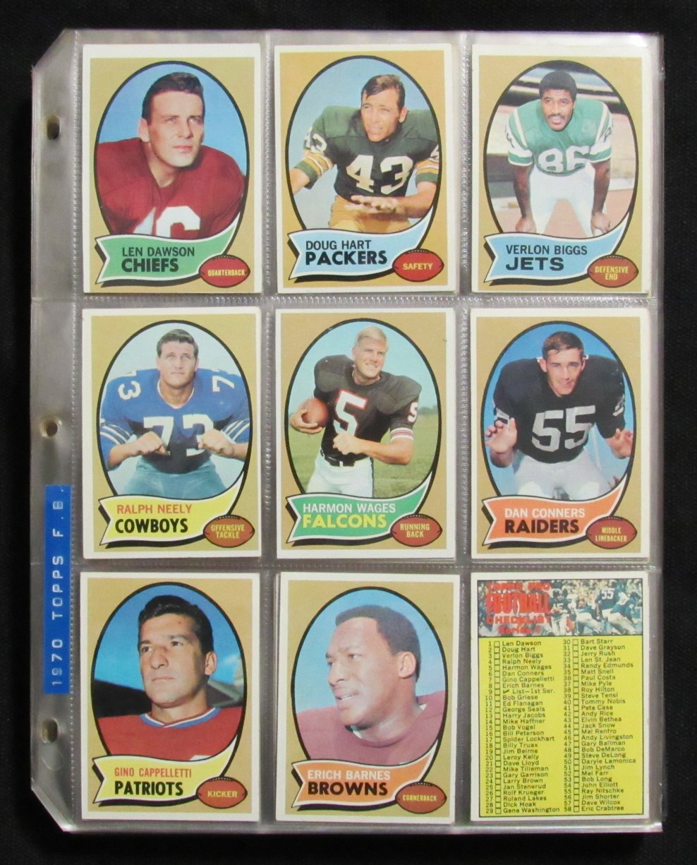 1970 Topps Football Card Complete Set (1-263)