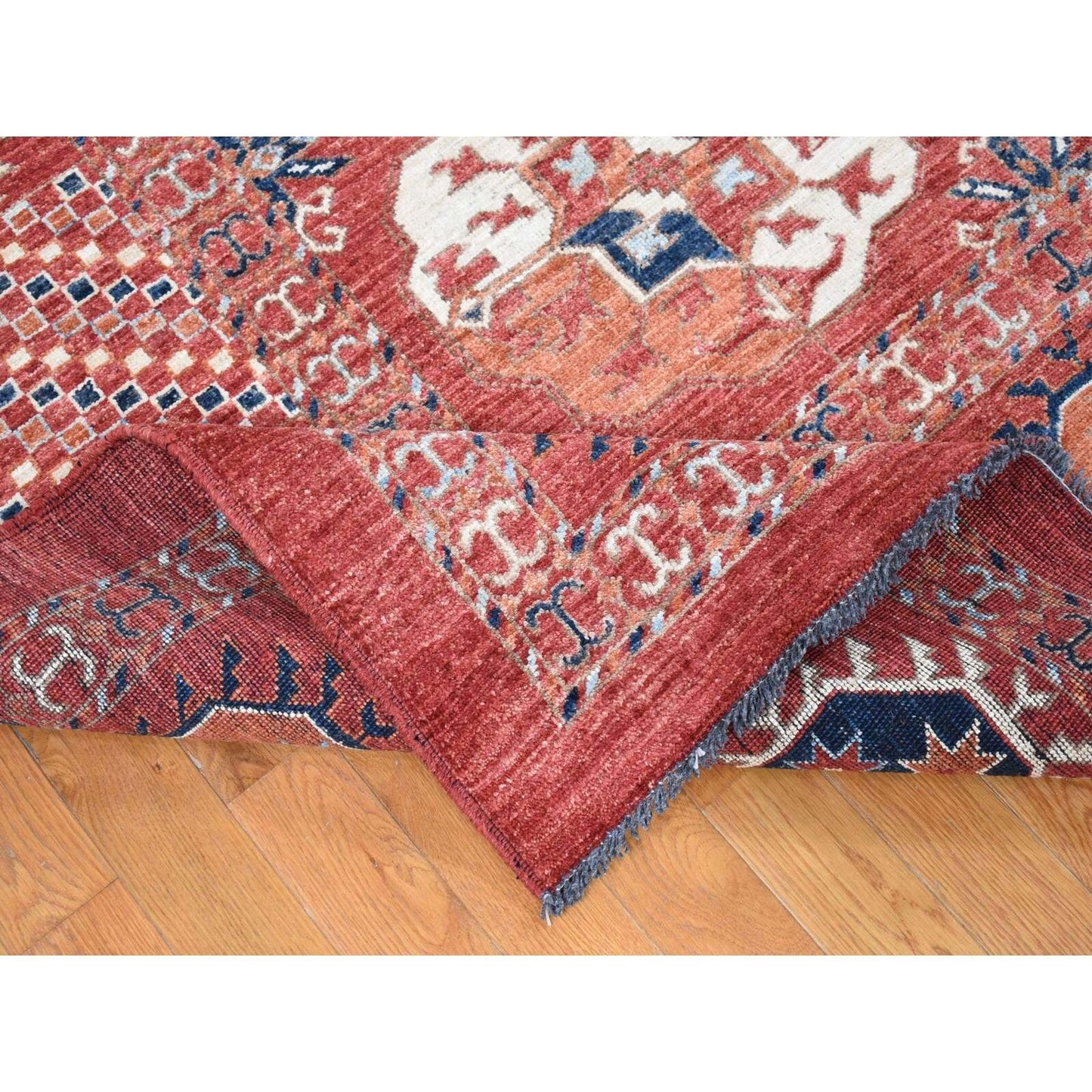 9'10"X14' Red Afghan Ersari Tekke Bokhara Pure Wool Hand Knotted Rug