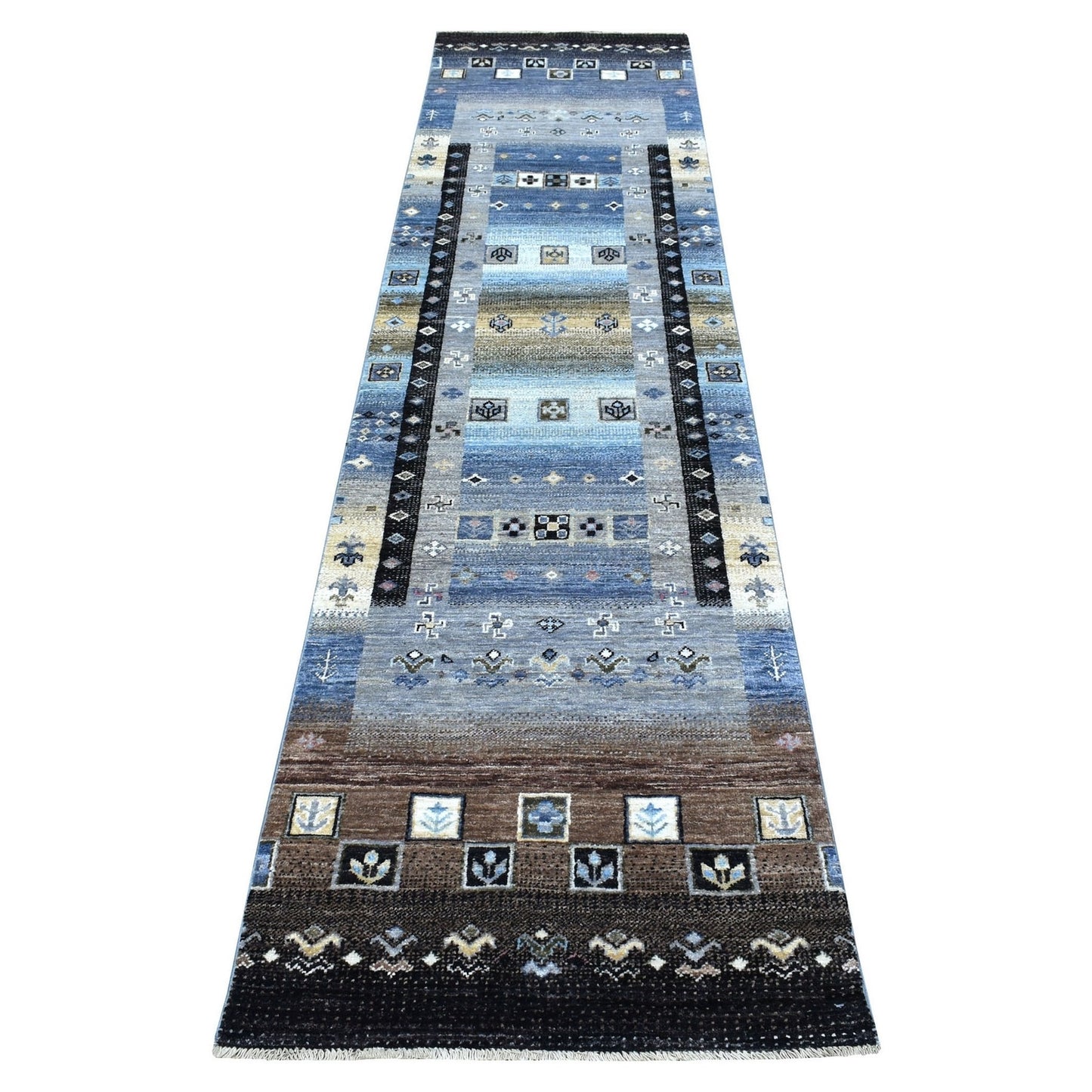 2'4"X9'9" Hand Knotted Kashkuli Gabbeh Pictorial Design Wool Runner Rug