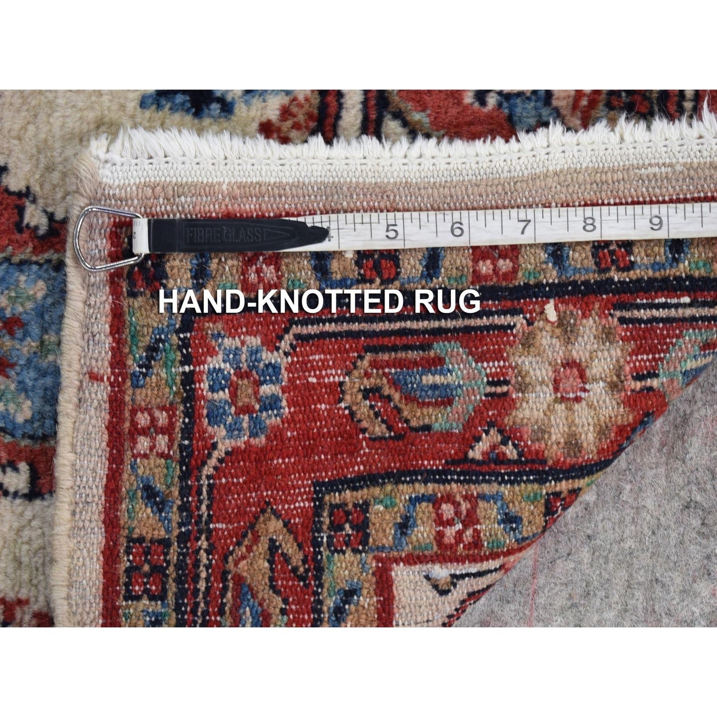 2'7"X6'8" Ivory Semi Antique Farsian Kazvin Wool Hand Knotted Runner Rug