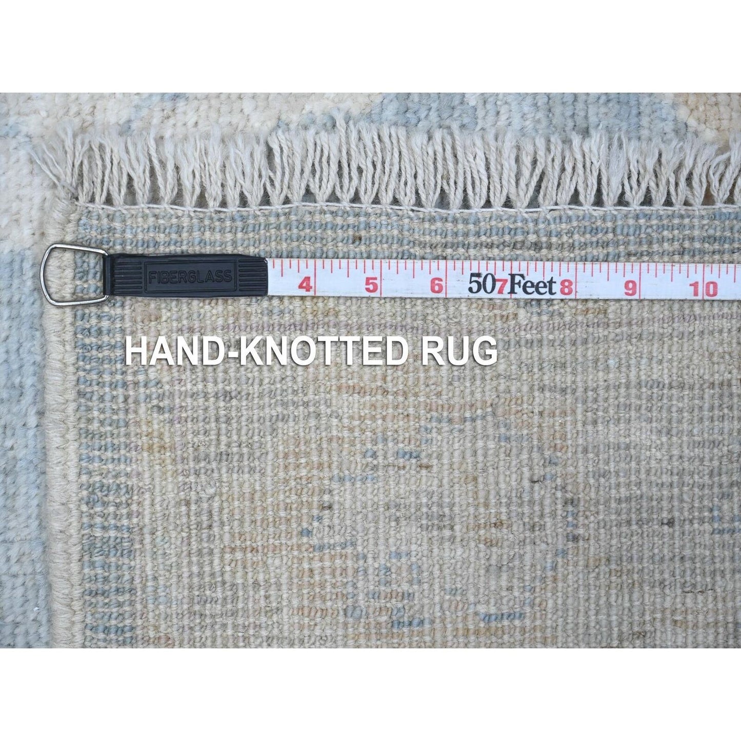 2'10"X15'5" Denim Blue Wool Weft Afghan Angora Oushak Runner Oriental Rug