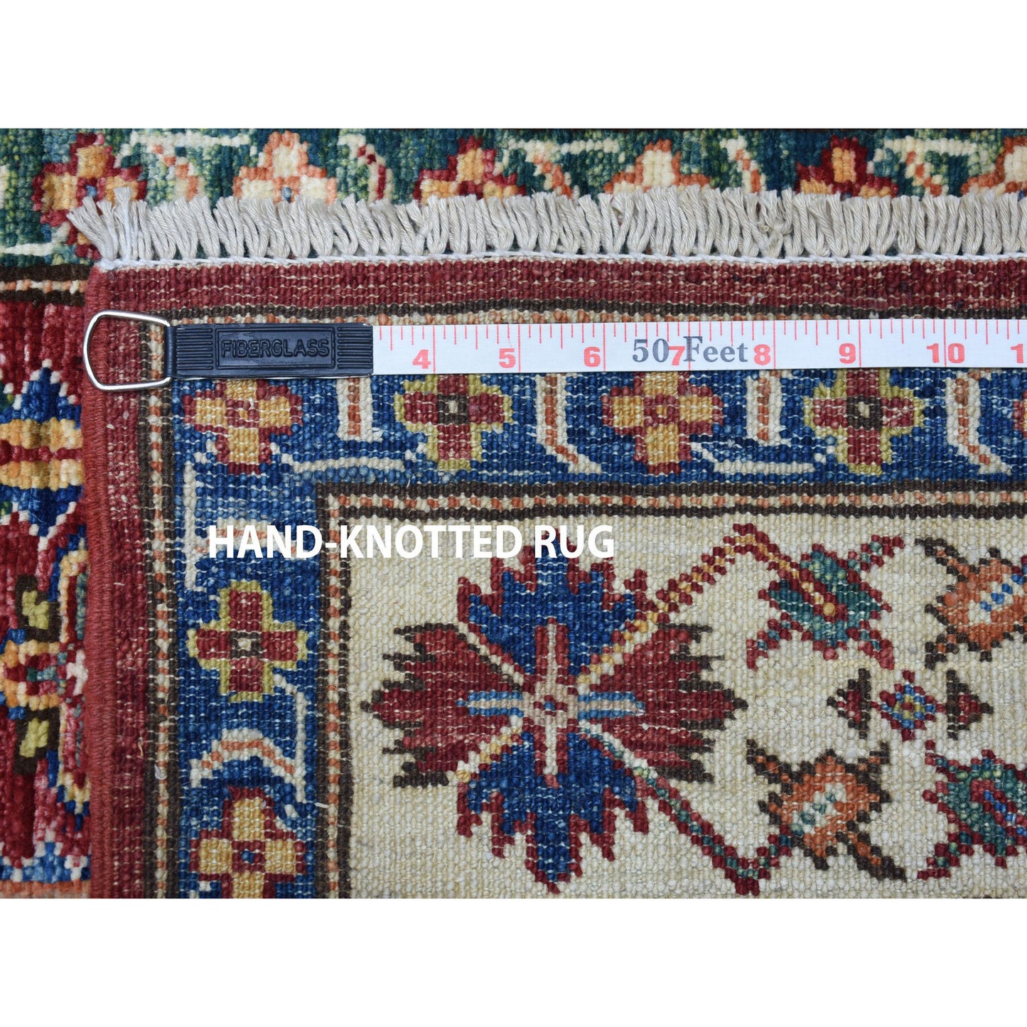 3'5"X19'3" Red Super Kazak Geometric Design Hand-Knotted Xl Runner Rug