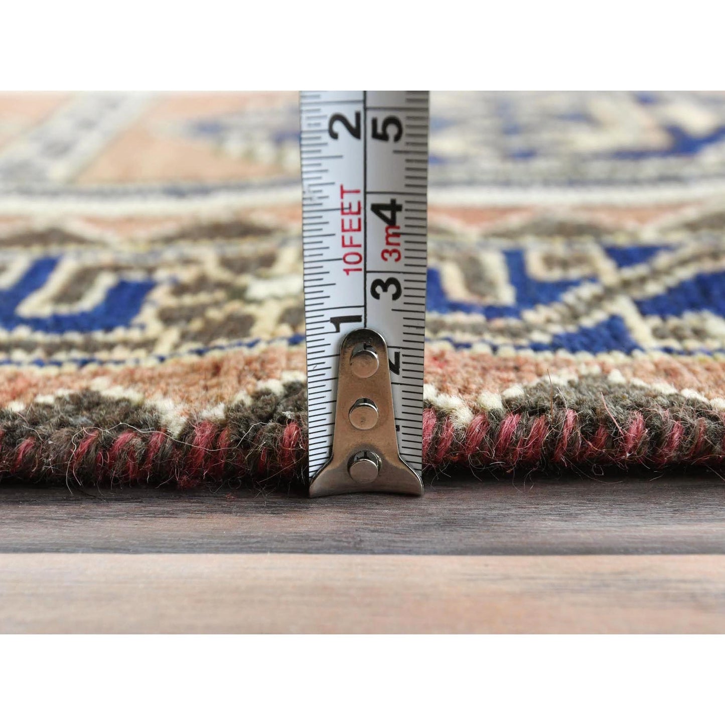 4'X10'Mocha Brown Farsian Heris Hand Knotted Wool Cropped Thin Runner Rug