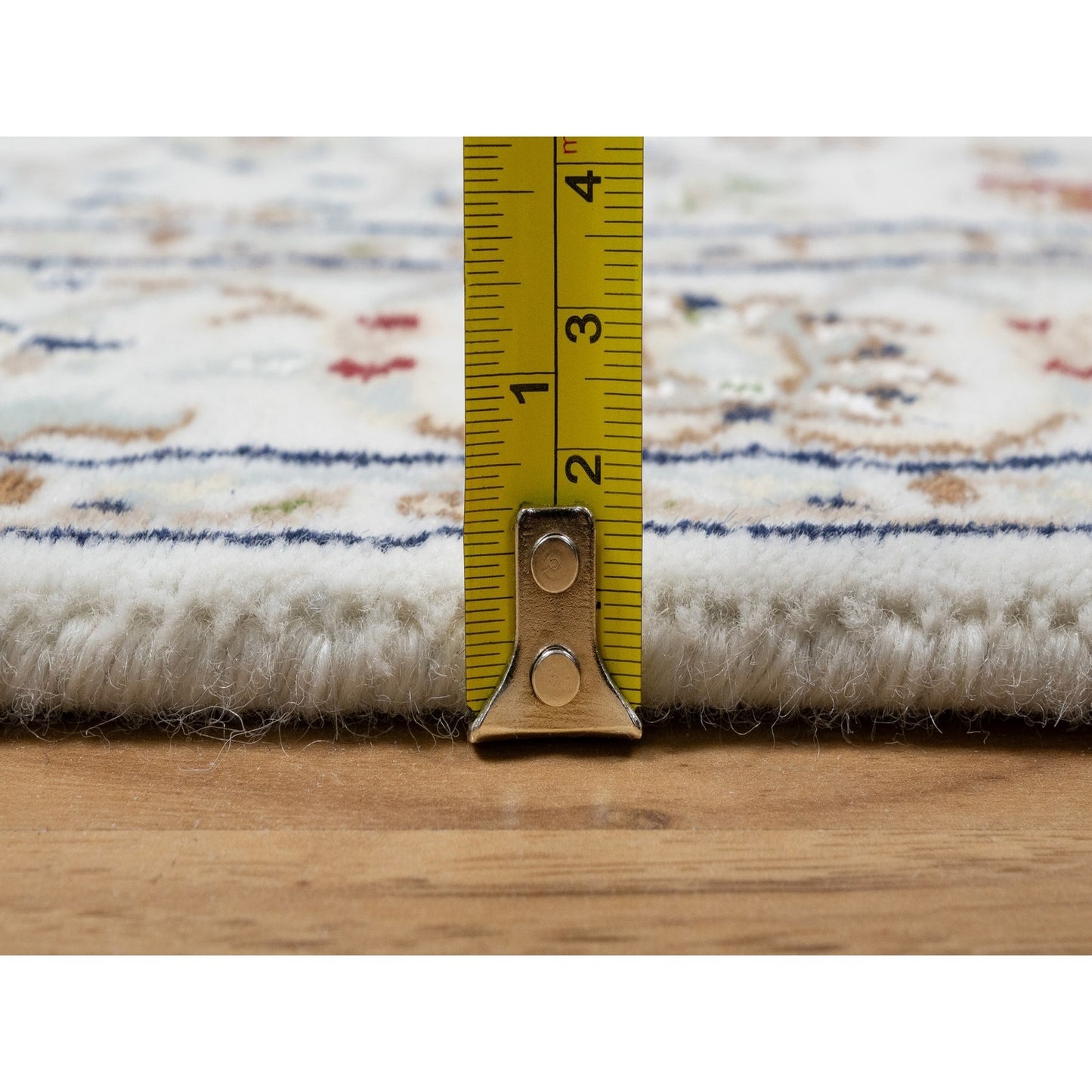 2'7"X12'2" White 250 Kpsi Wool And Silk Nain Hand Knotted Runner Rug