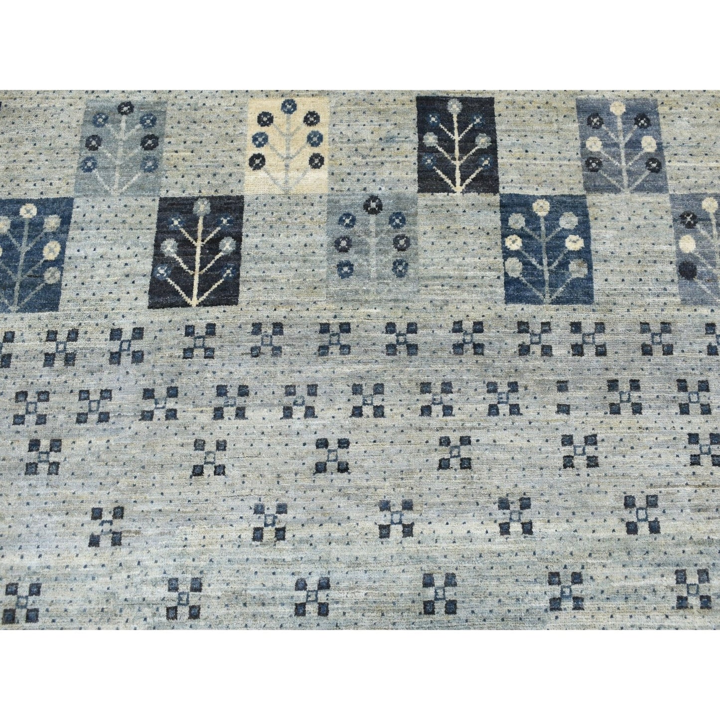 5'10"X8'6" Blue Kashkuli Gabbeh Pictorial Pure Wool Handmade Oriental Rug