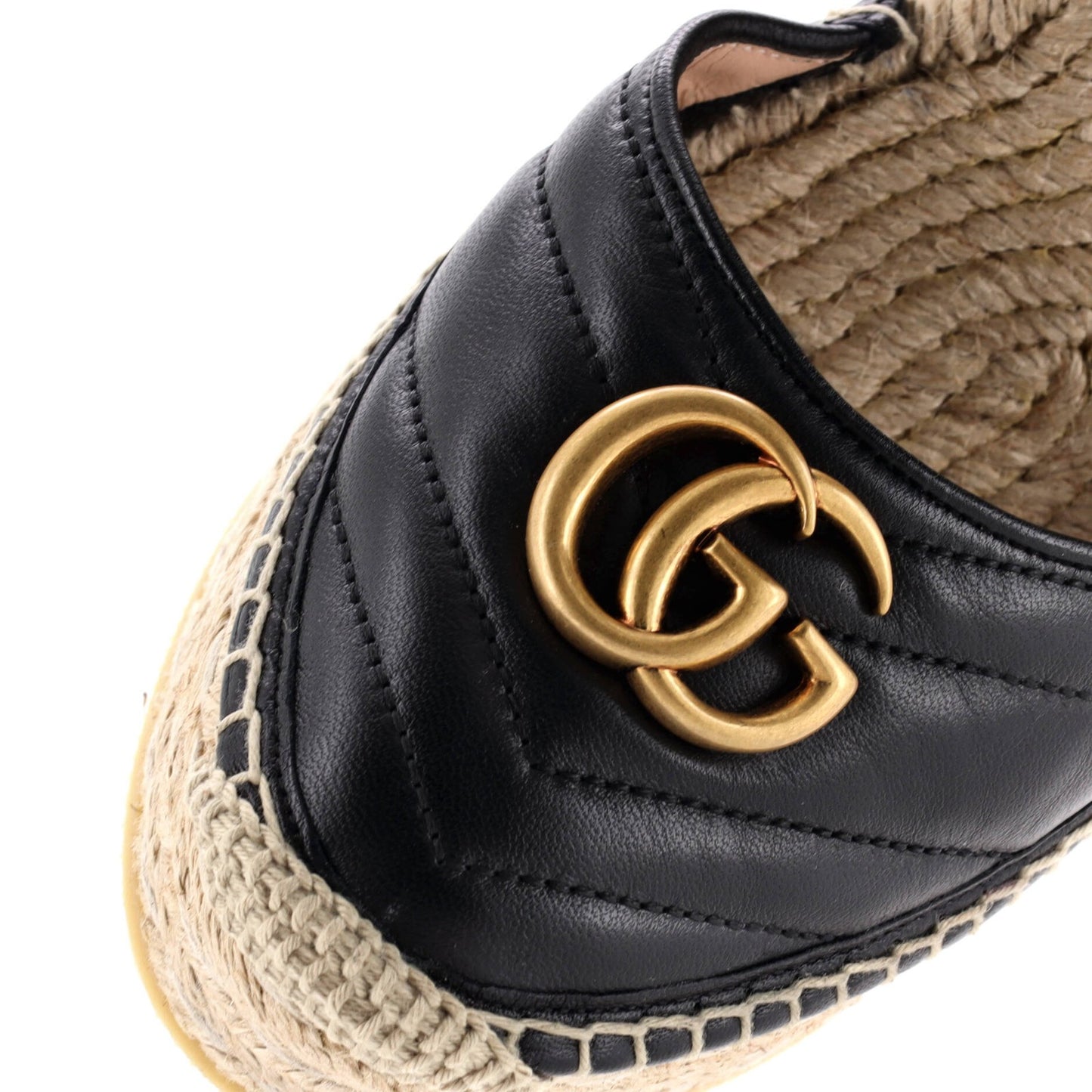 Gucci Women'S Gg Marmont Wedge Espadrilles Matelasse Leather