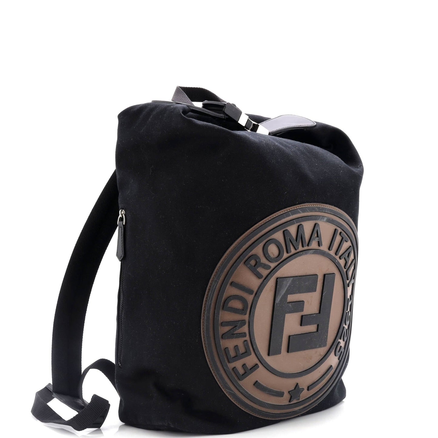 Fendi Ff Logo Stamp Buckle Backpack Canvas Large